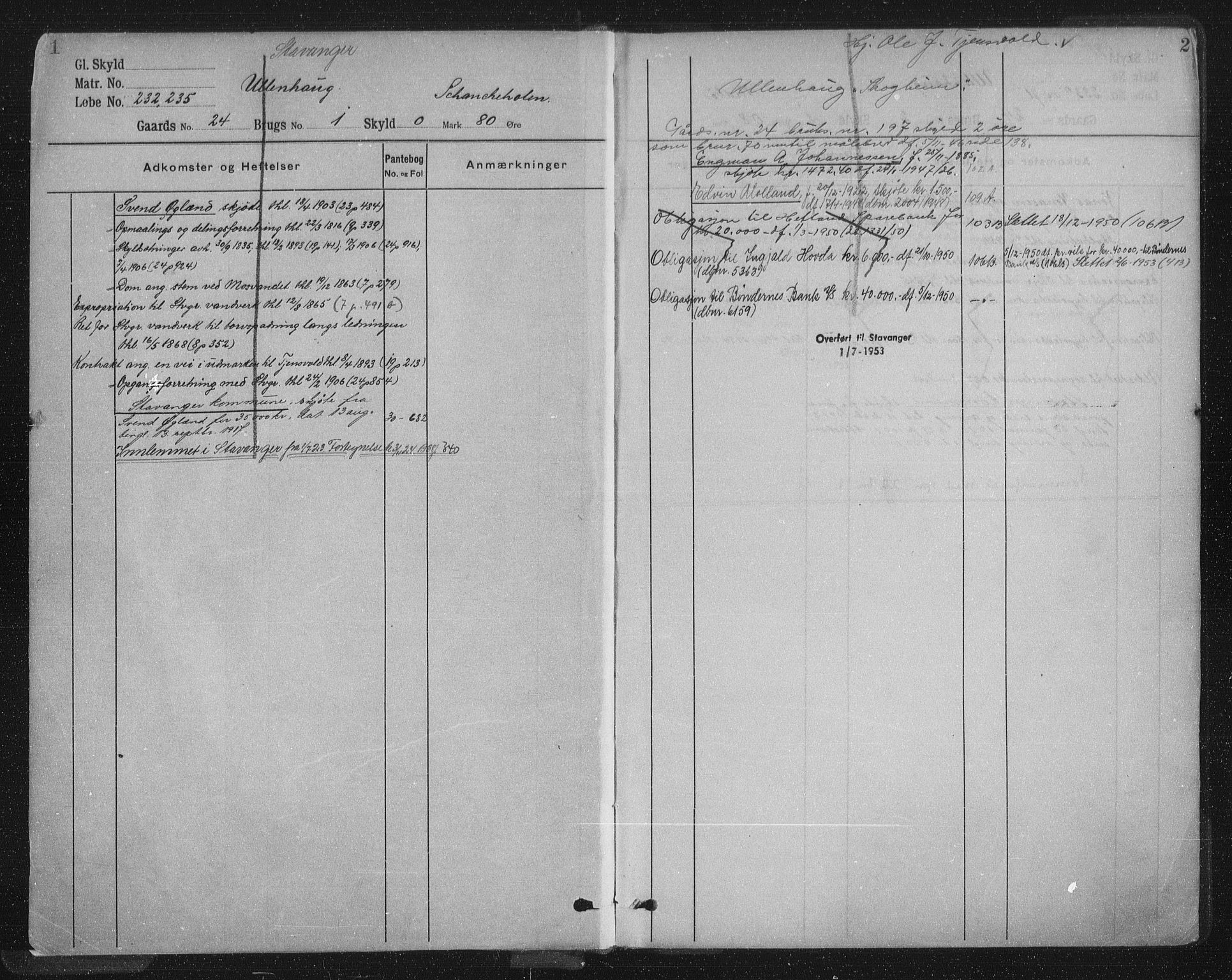 Jæren sorenskriveri, SAST/A-100310/01/4/41/41ABB/L0006: Mortgage register no. 41 ABB6, 1913, p. 1-2