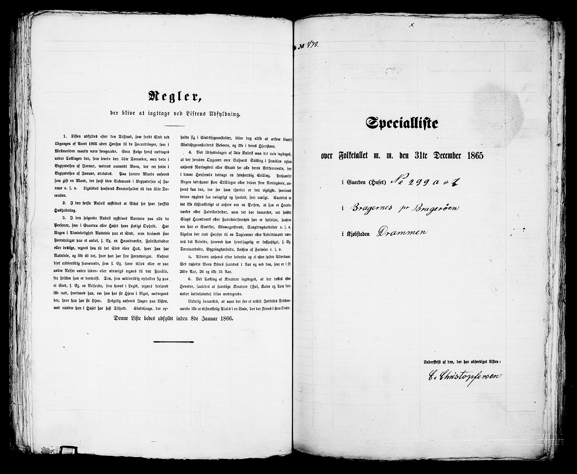 RA, 1865 census for Bragernes in Drammen, 1865, p. 999