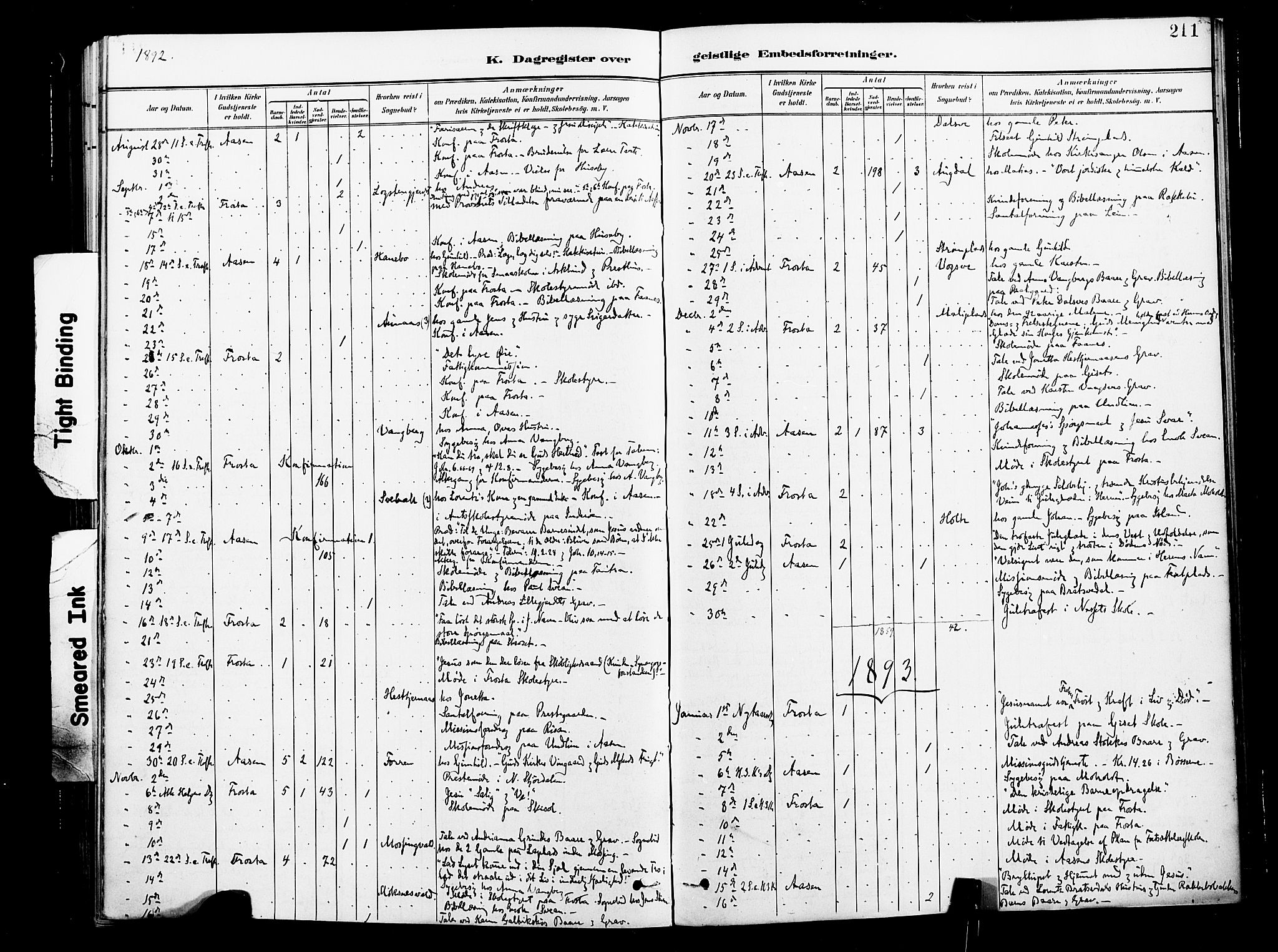 Ministerialprotokoller, klokkerbøker og fødselsregistre - Nord-Trøndelag, SAT/A-1458/713/L0121: Parish register (official) no. 713A10, 1888-1898, p. 211
