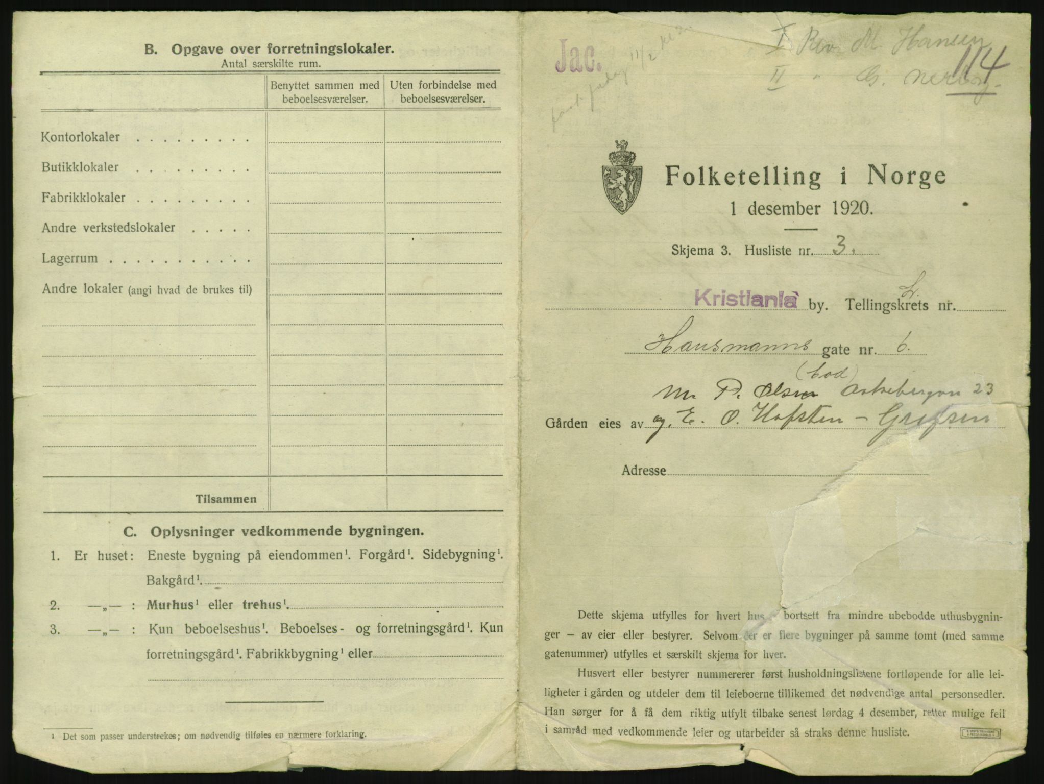 SAO, 1920 census for Kristiania, 1920, p. 35678