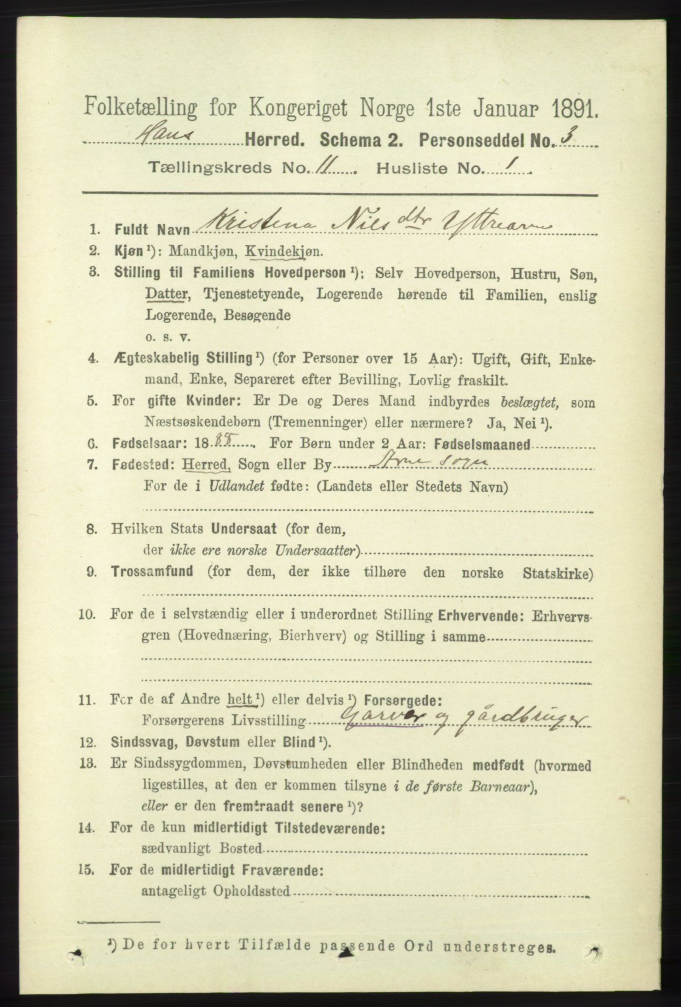 RA, 1891 census for 1250 Haus, 1891, p. 4323