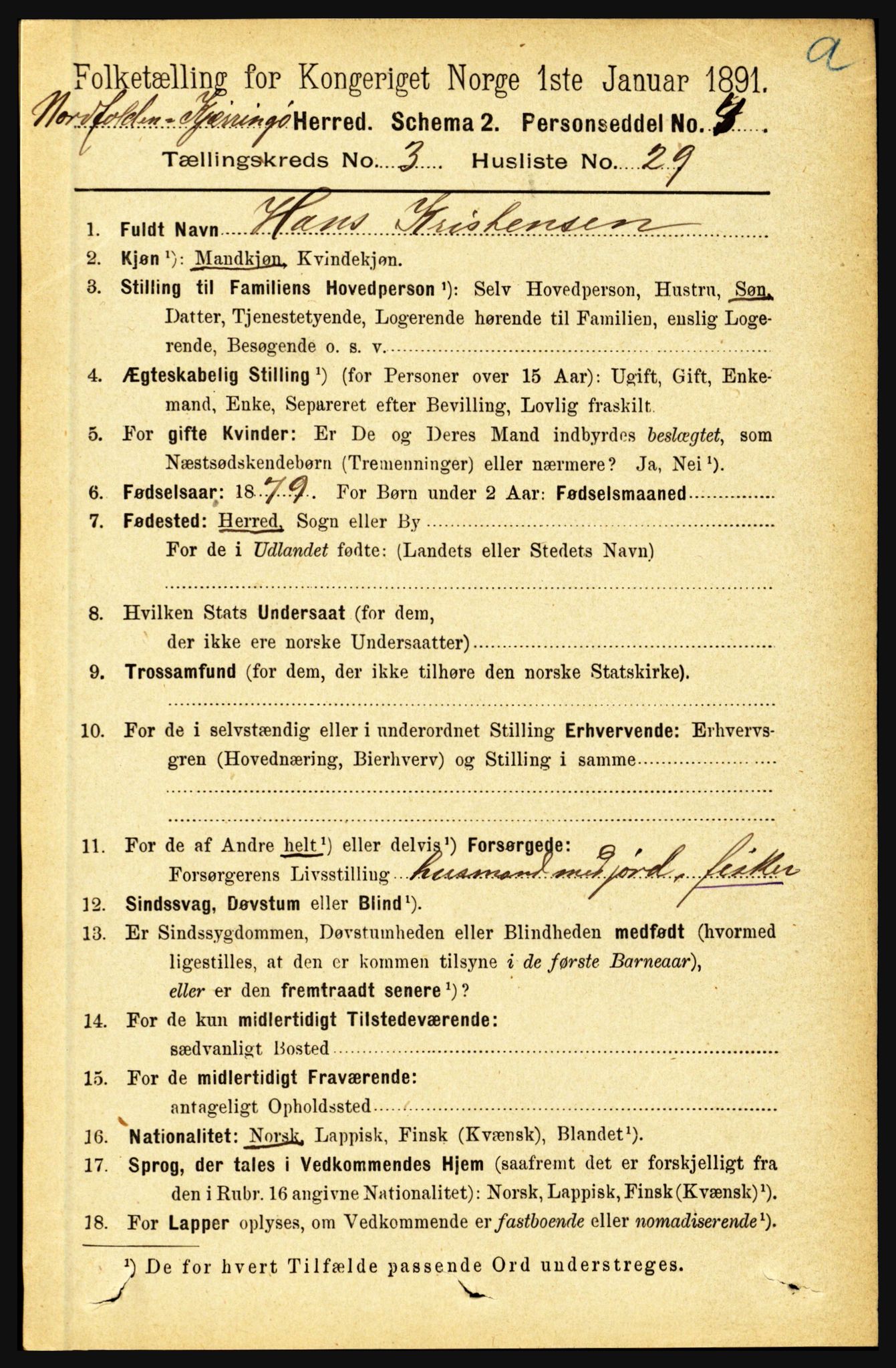 RA, 1891 census for 1846 Nordfold-Kjerringøy, 1891, p. 894