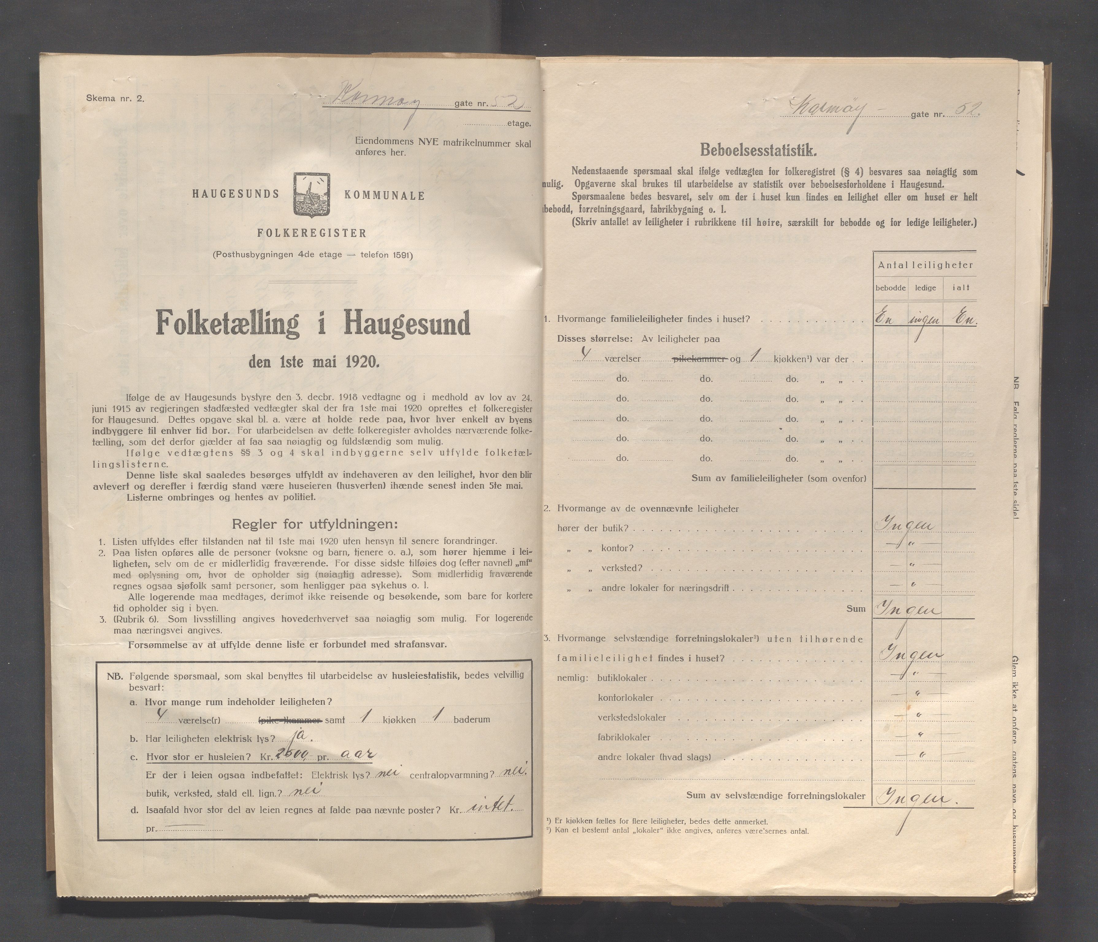 IKAR, Local census 1.5.1920 for Haugesund, 1920, p. 2466