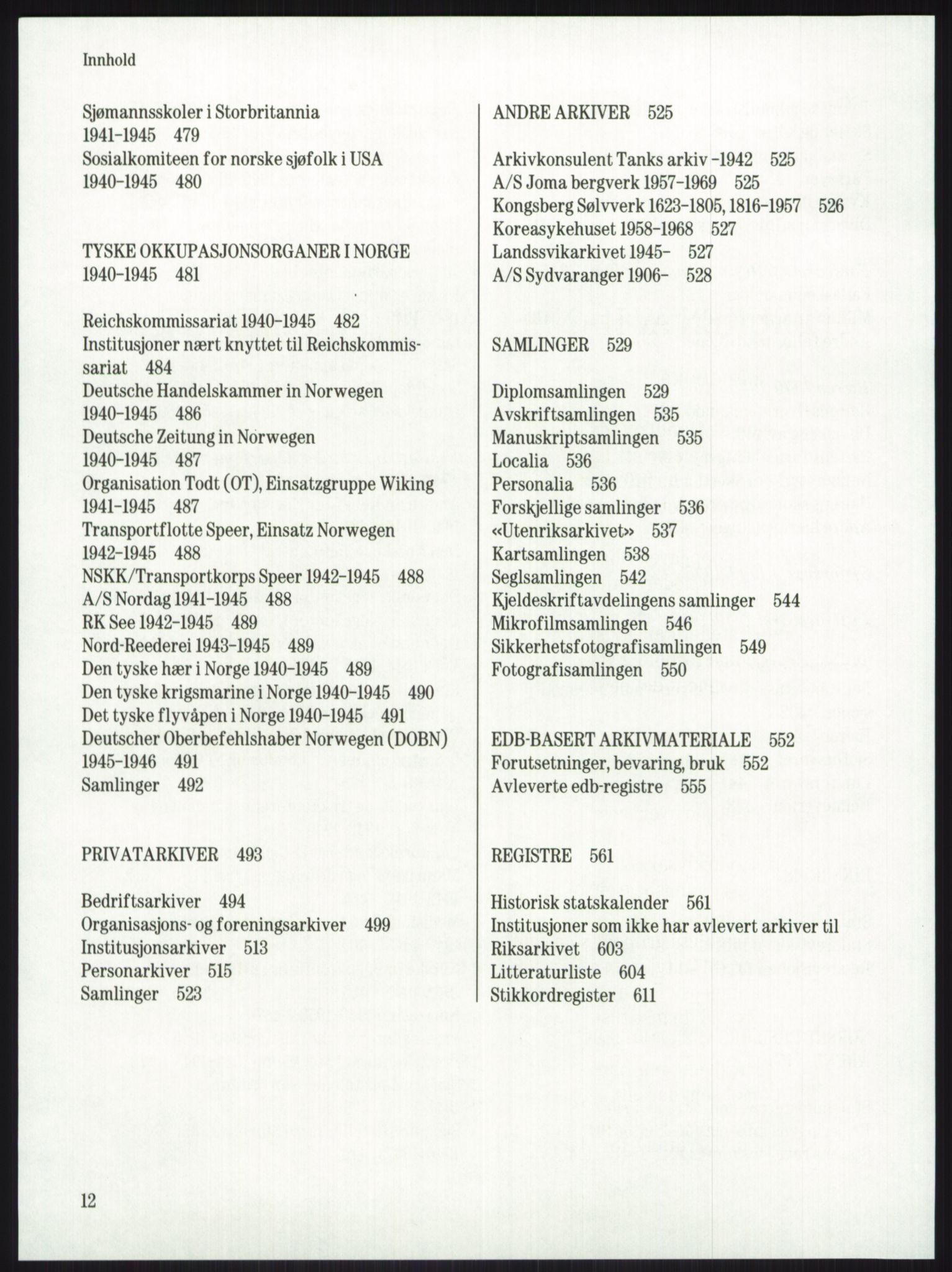 Publikasjoner utgitt av Arkivverket, PUBL/PUBL-001/A/0001: Knut Johannessen, Ole Kolsrud og Dag Mangset (red.): Håndbok for Riksarkivet (1992), 1992, p. 12