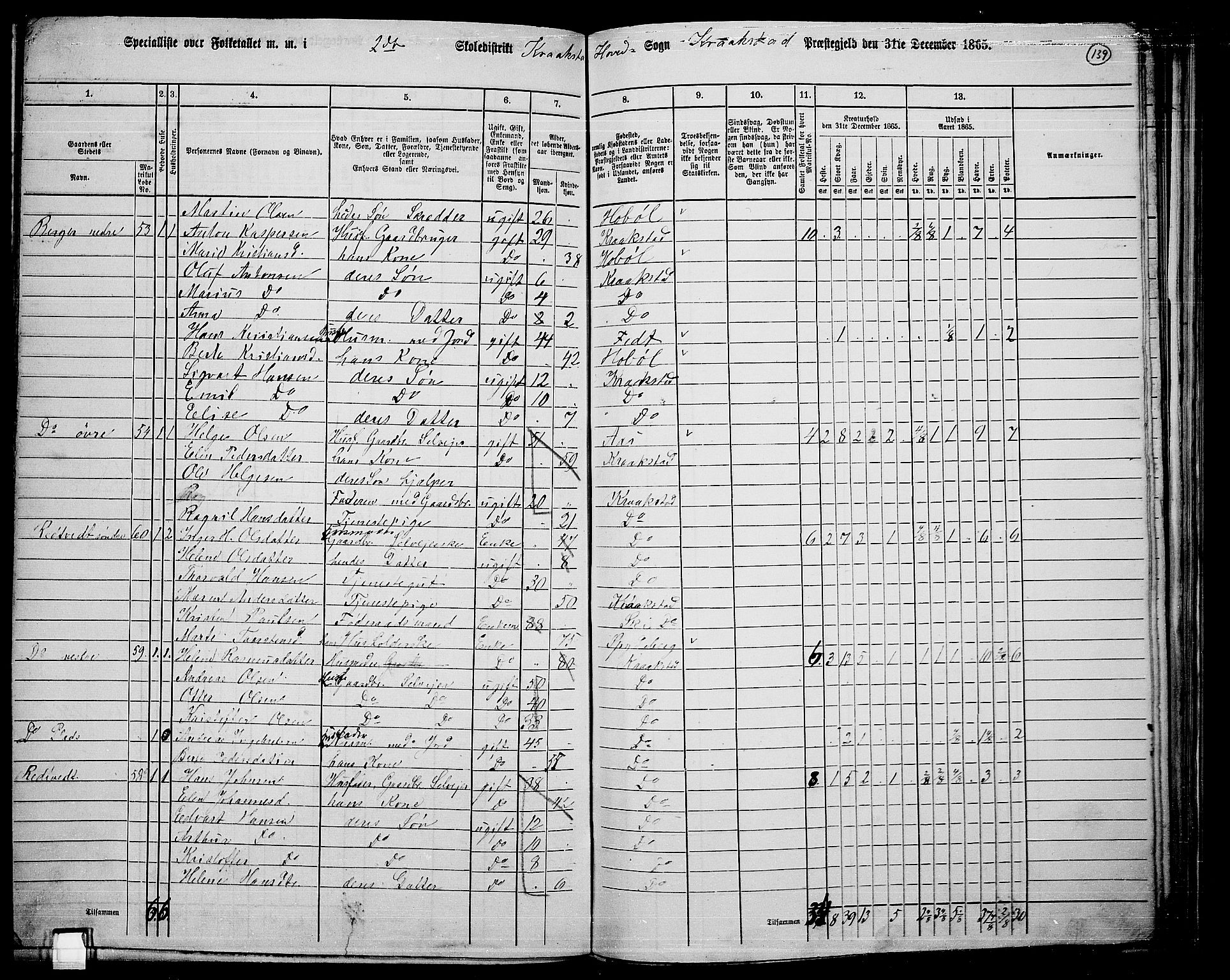 RA, 1865 census for Kråkstad, 1865, p. 123