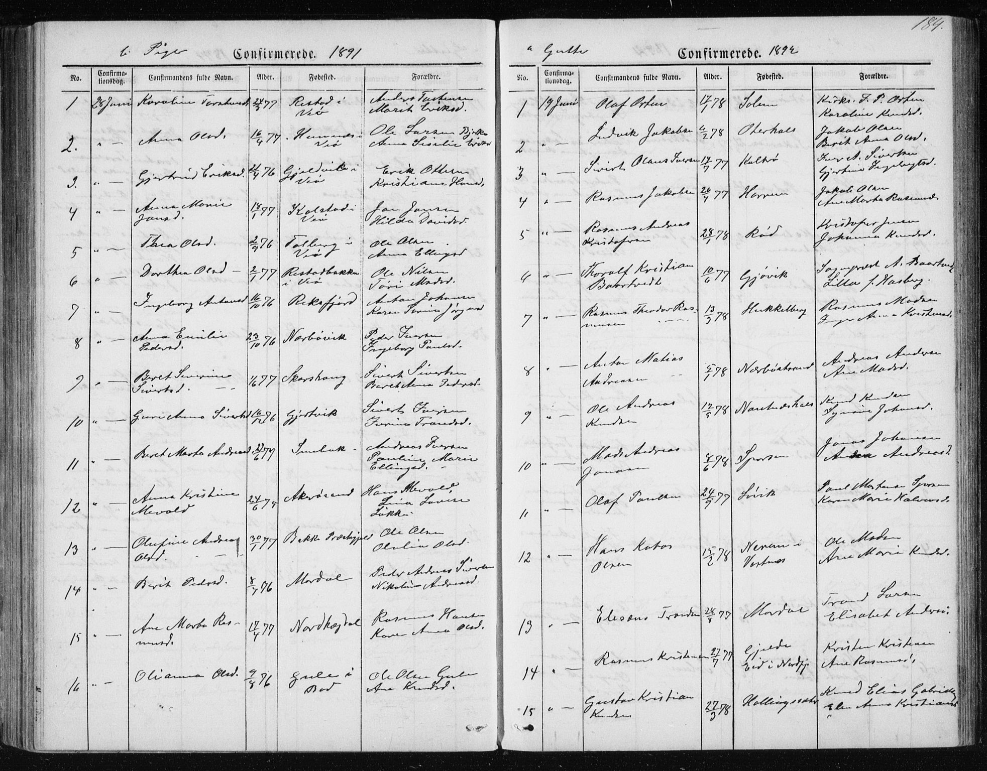 Ministerialprotokoller, klokkerbøker og fødselsregistre - Møre og Romsdal, SAT/A-1454/560/L0724: Parish register (copy) no. 560C01, 1867-1892, p. 184