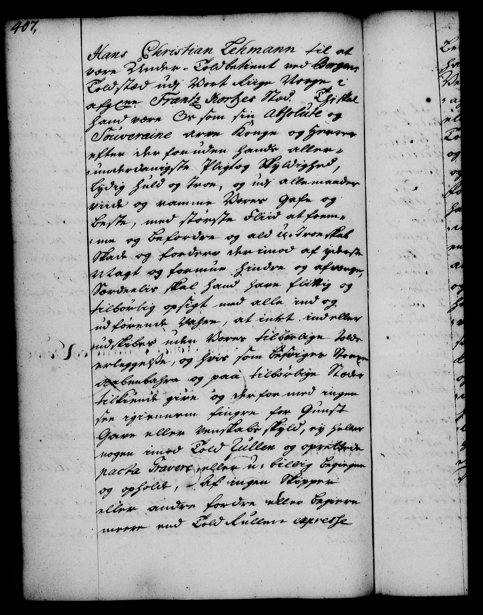 Rentekammeret, Kammerkanselliet, RA/EA-3111/G/Gg/Gge/L0002: Norsk bestallingsprotokoll med register (merket RK 53.26), 1730-1744, p. 407
