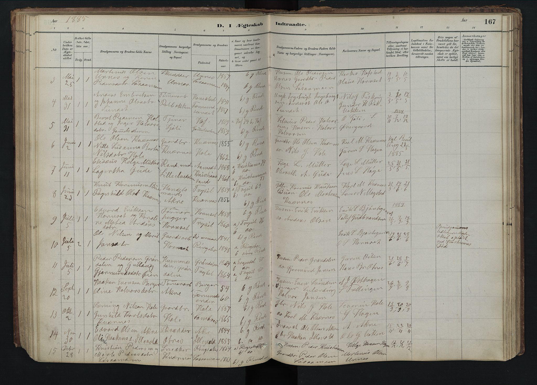 Rendalen prestekontor, SAH/PREST-054/H/Ha/Hab/L0009: Parish register (copy) no. 9, 1879-1902, p. 167