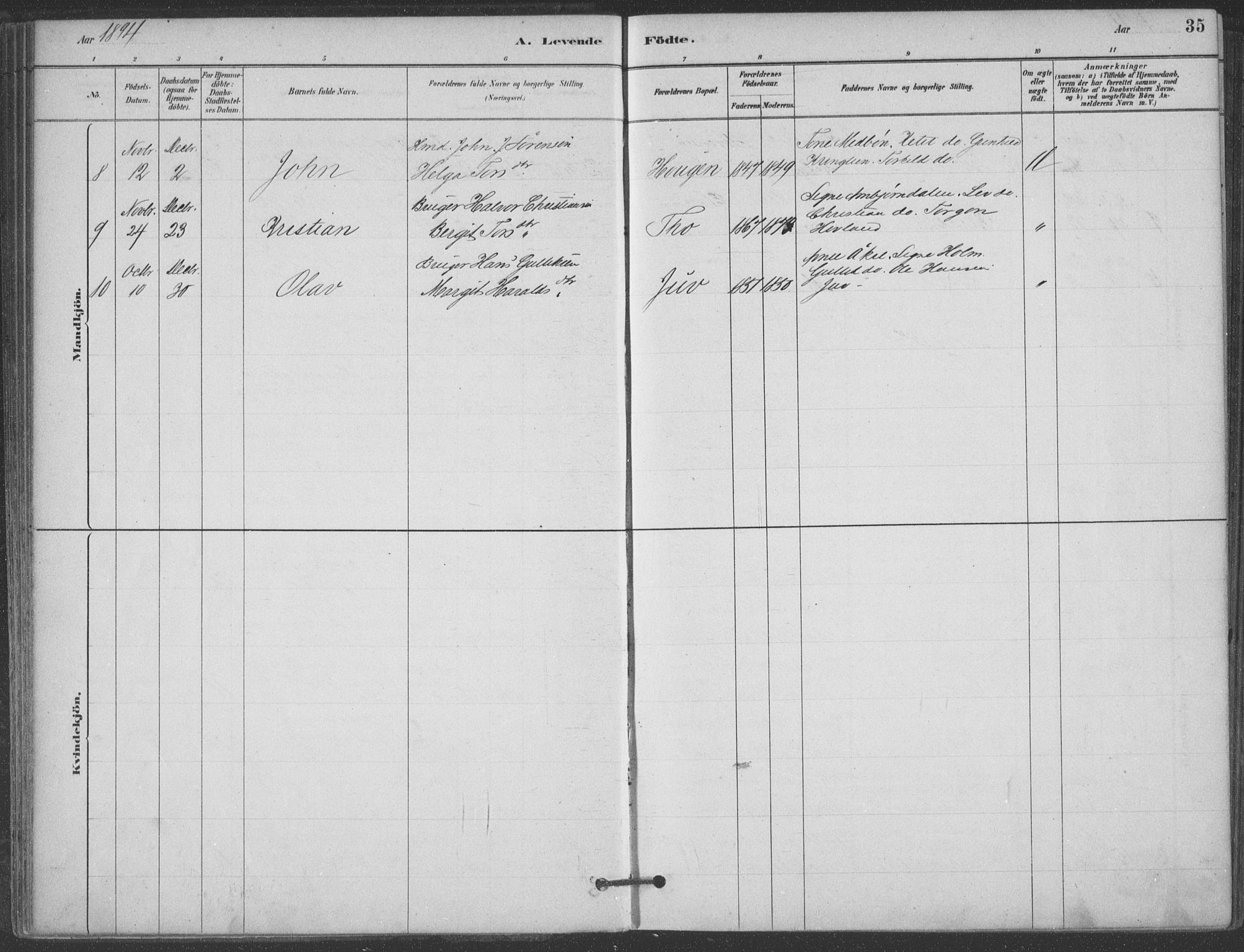 Hjartdal kirkebøker, SAKO/A-270/F/Fa/L0010: Parish register (official) no. I 10, 1880-1929, p. 35