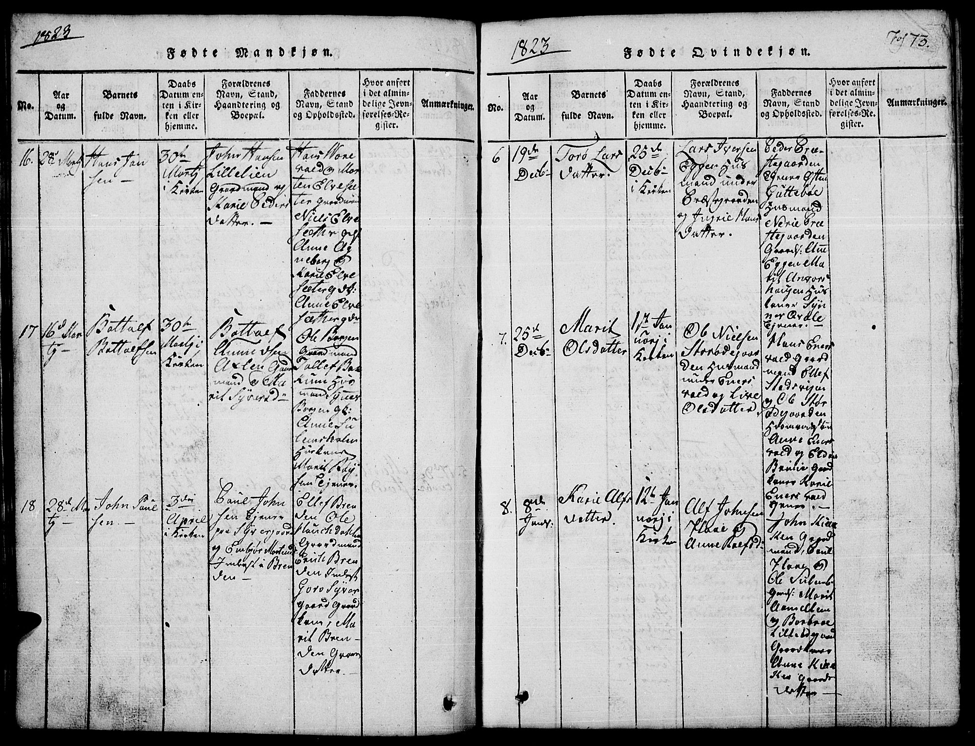 Lom prestekontor, SAH/PREST-070/L/L0001: Parish register (copy) no. 1, 1815-1836, p. 73