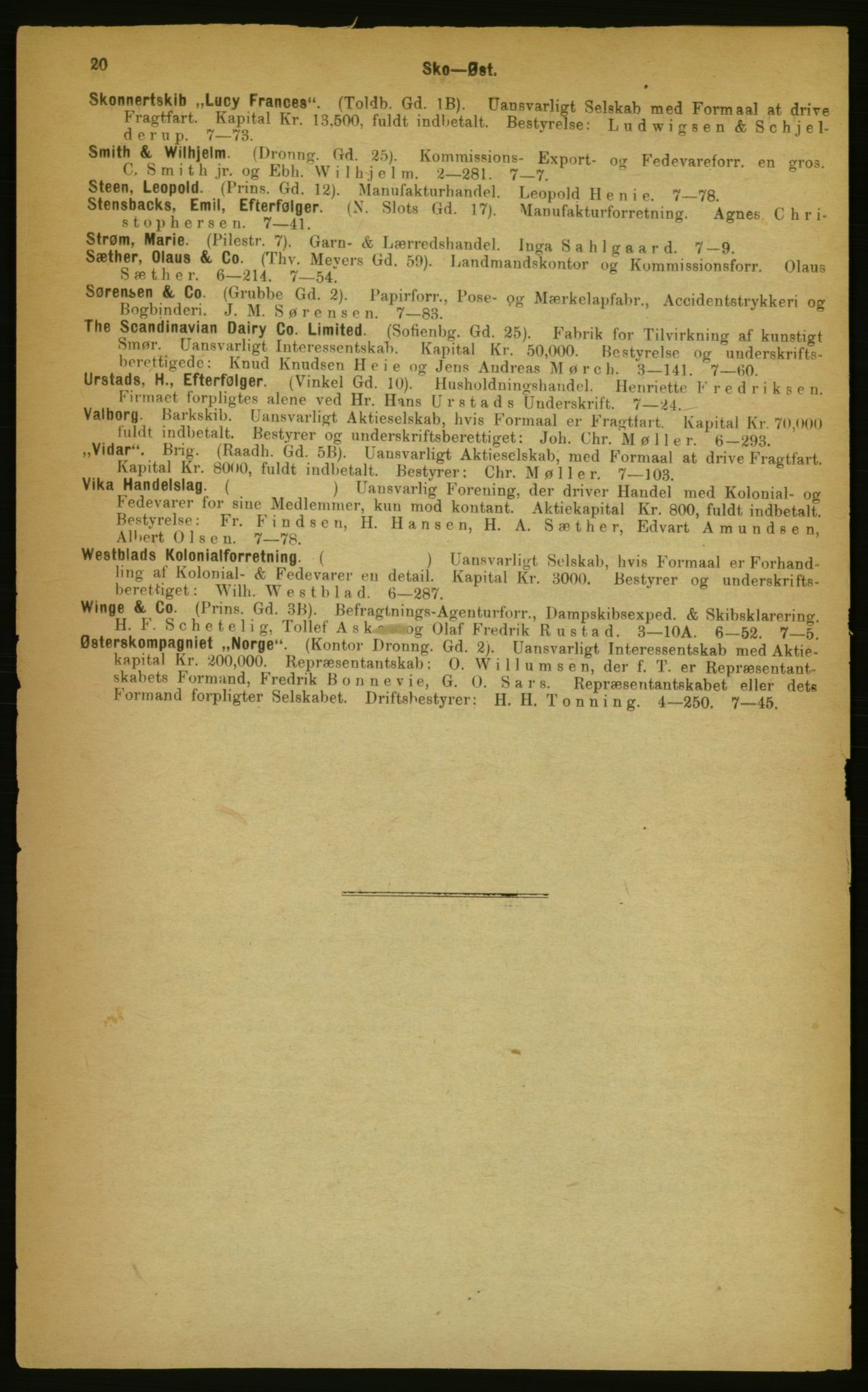 Kristiania/Oslo adressebok, PUBL/-, 1889, p. 20