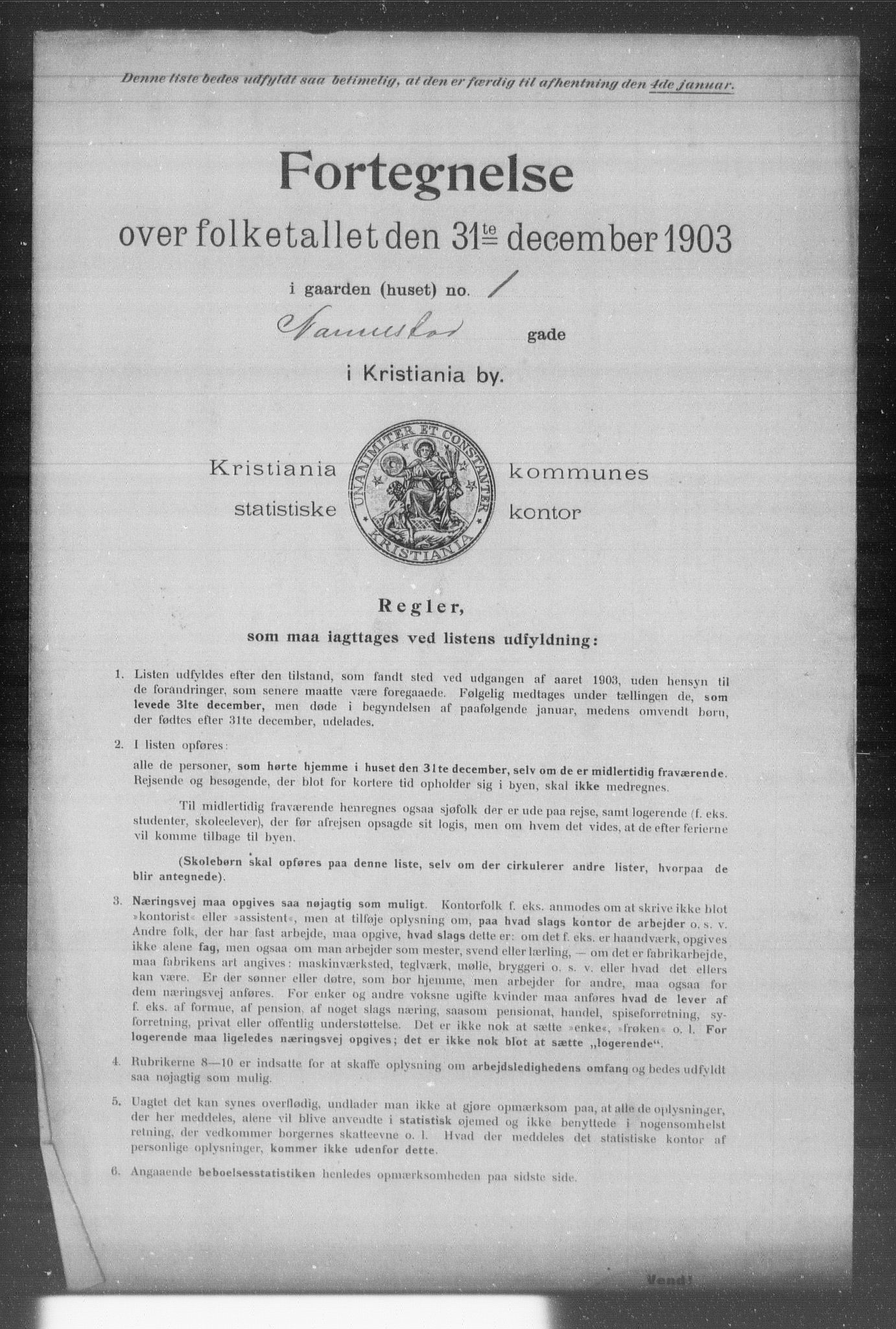 OBA, Municipal Census 1903 for Kristiania, 1903, p. 13405