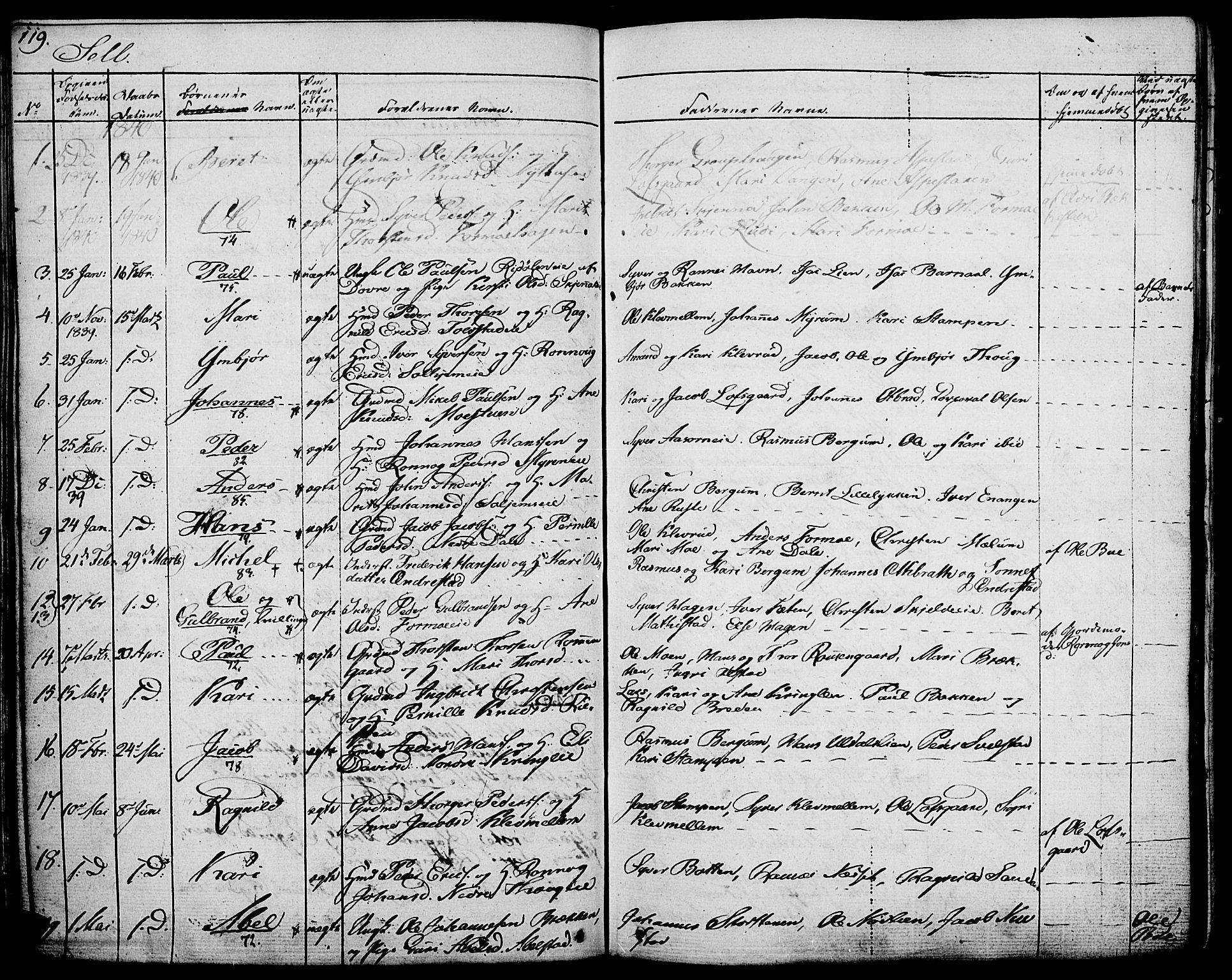 Vågå prestekontor, SAH/PREST-076/H/Ha/Haa/L0004: Parish register (official) no. 4 /3, 1834-1842, p. 119