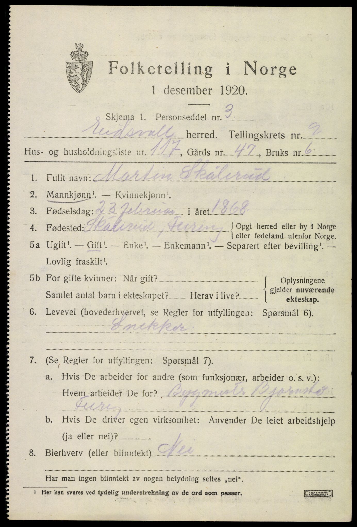 SAO, 1920 census for Eidsvoll, 1920, p. 15899