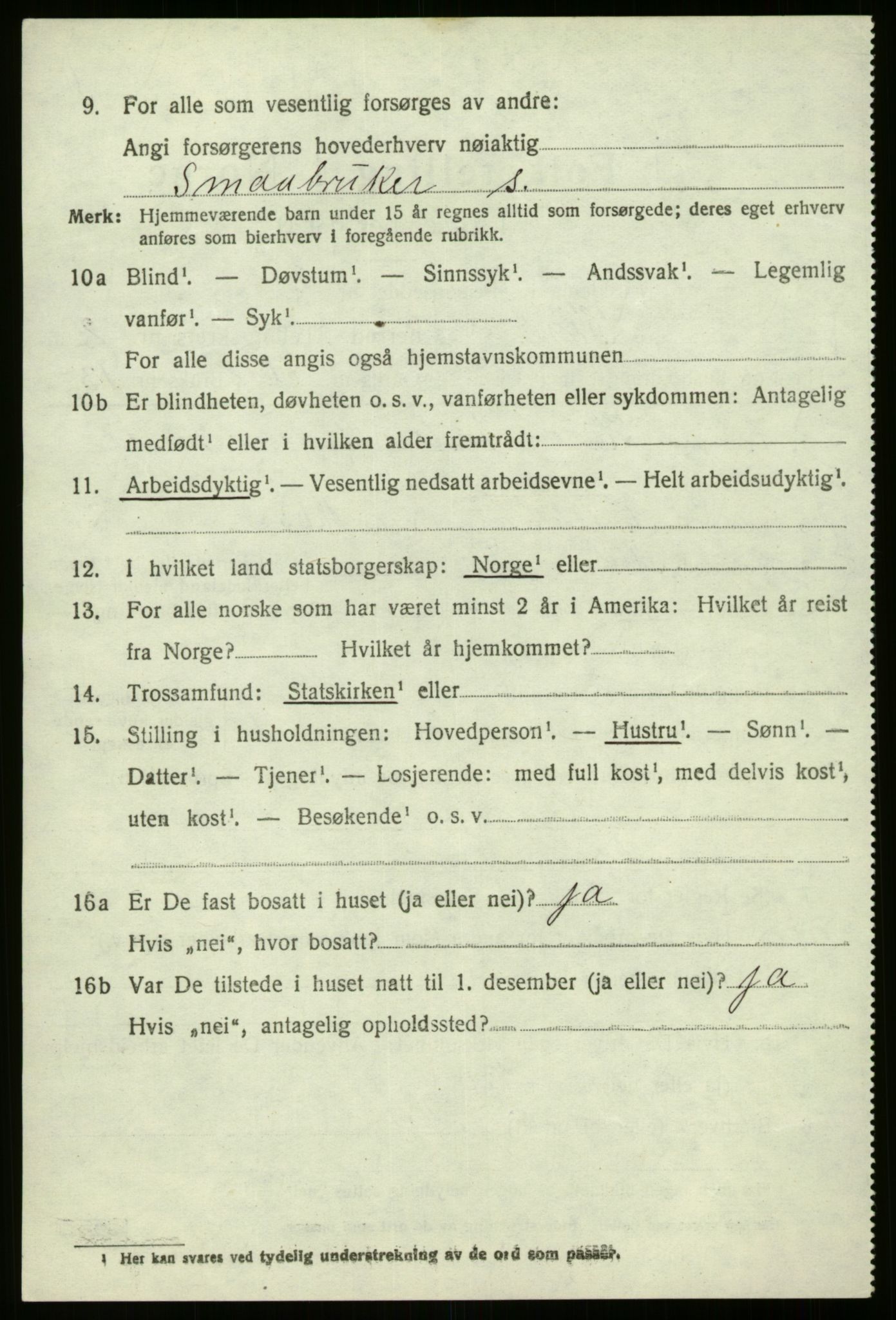 SAB, 1920 census for Kinn, 1920, p. 9544