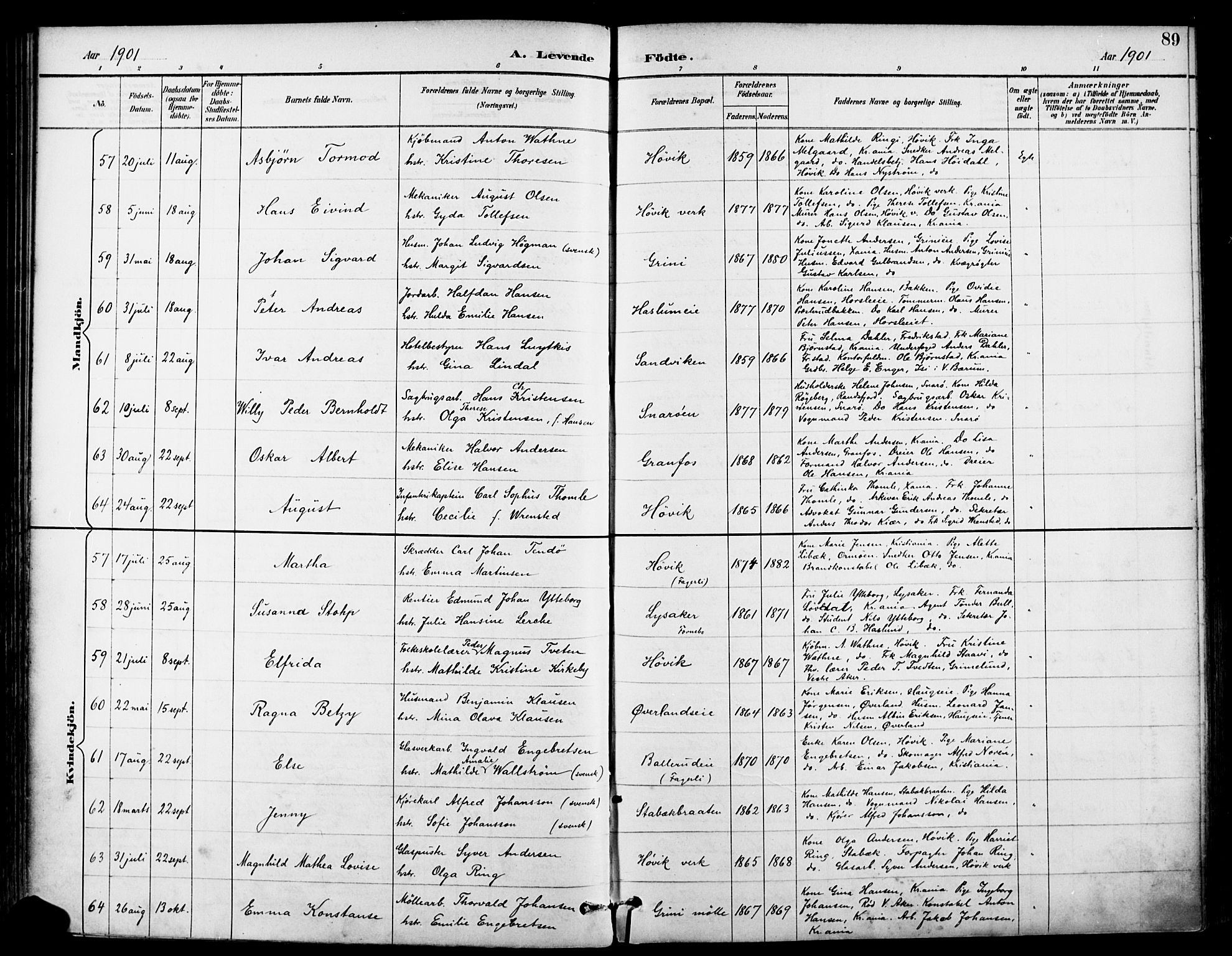 Asker prestekontor Kirkebøker, SAO/A-10256a/F/Fc/L0003: Parish register (official) no. III 3, 1892-1904, p. 89