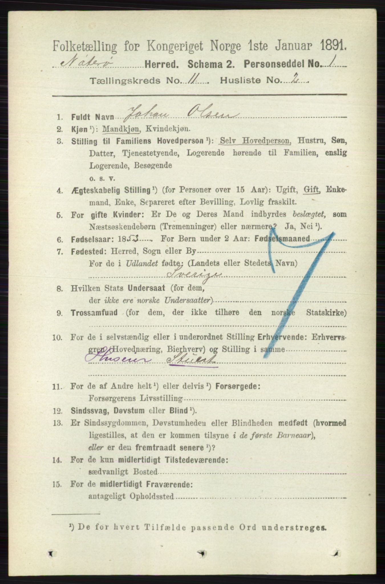 RA, 1891 census for 0722 Nøtterøy, 1891, p. 5820