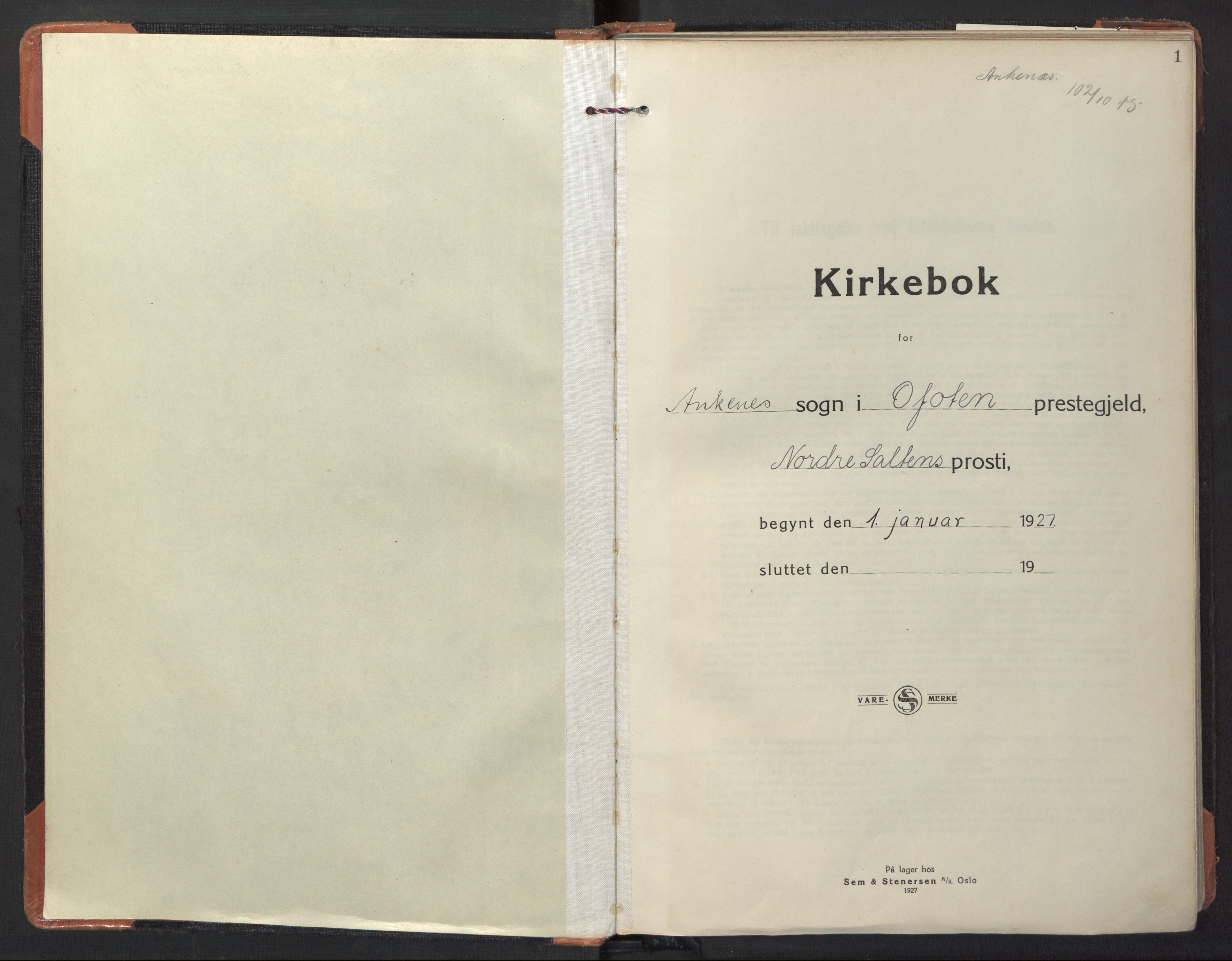 Ministerialprotokoller, klokkerbøker og fødselsregistre - Nordland, AV/SAT-A-1459/866/L0947: Parish register (official) no. 866A10, 1926-1958, p. 1