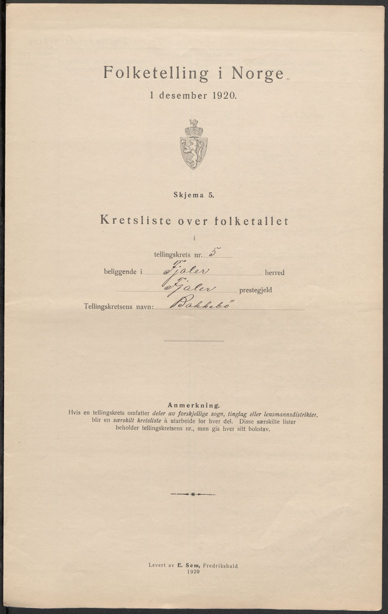 SAB, 1920 census for Fjaler, 1920, p. 20