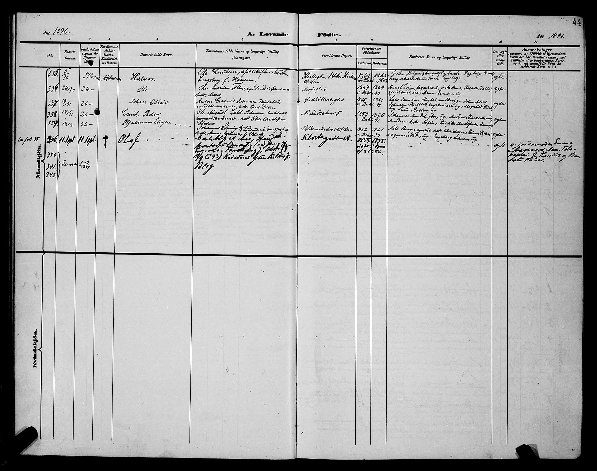 Ministerialprotokoller, klokkerbøker og fødselsregistre - Sør-Trøndelag, SAT/A-1456/604/L0225: Parish register (copy) no. 604C08, 1895-1899, p. 44