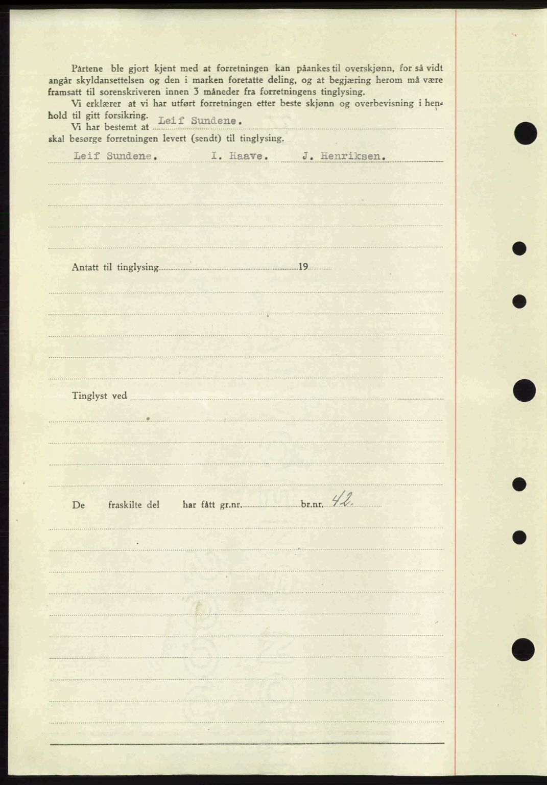 Tønsberg sorenskriveri, SAKO/A-130/G/Ga/Gaa/L0022: Mortgage book no. A22, 1947-1947, Diary no: : 2280/1947