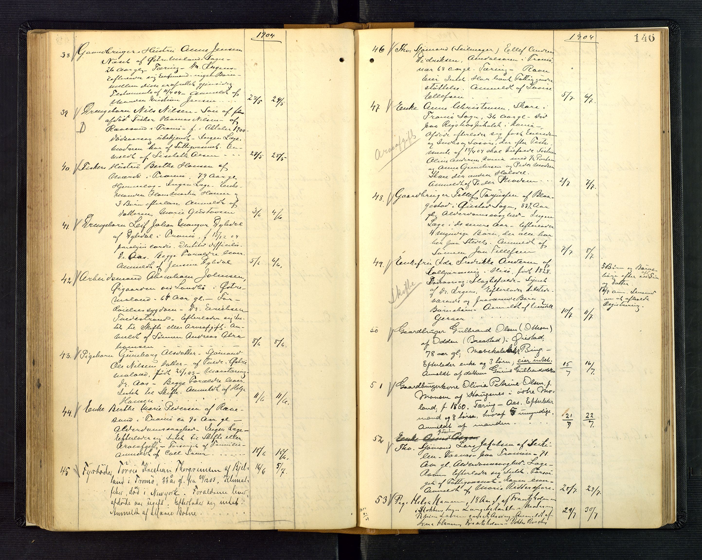 Nedenes sorenskriveri, SAK/1221-0006/H/Ha/L0003: Dødsfallsprotokoll nr 3, 1890-1914, p. 146