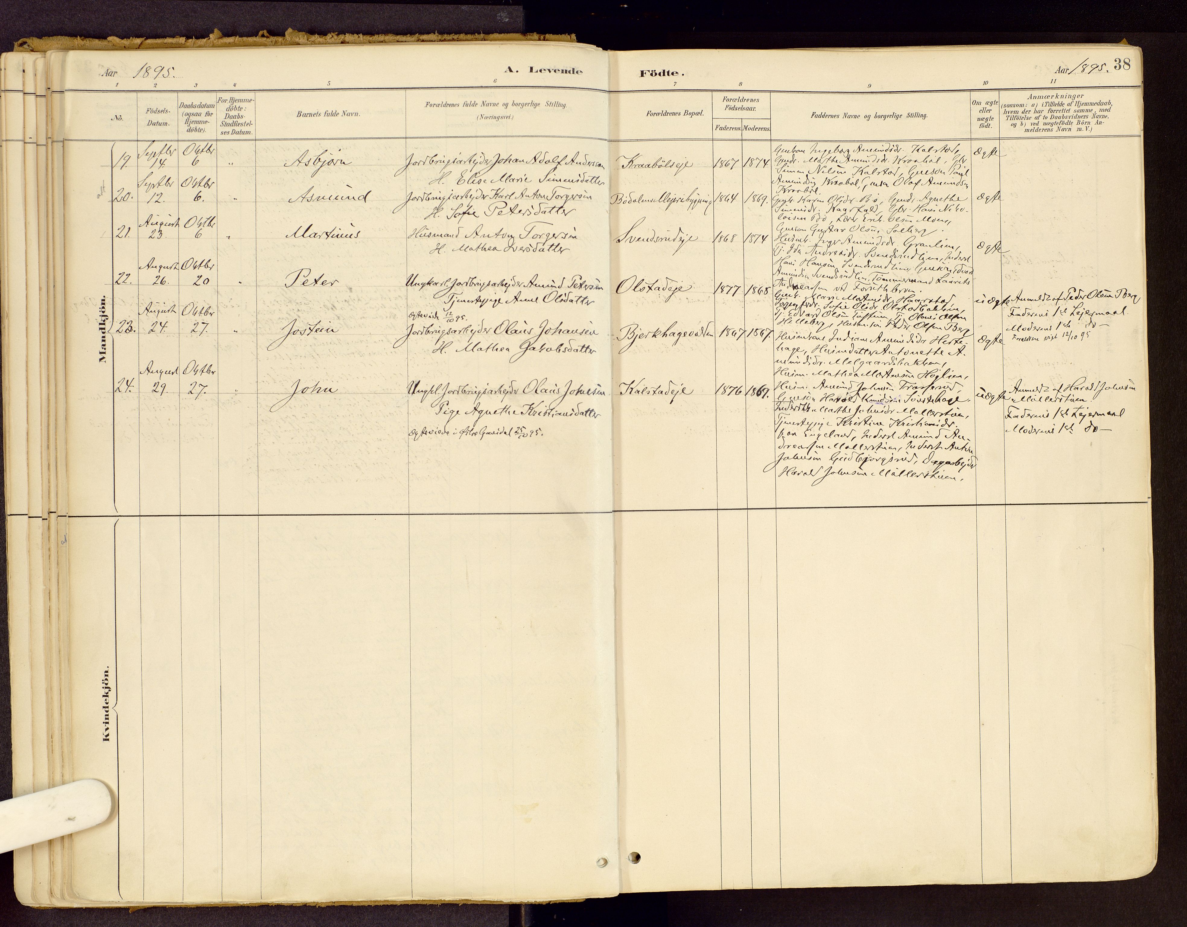 Vestre Gausdal prestekontor, SAH/PREST-094/H/Ha/Haa/L0001: Parish register (official) no. 1, 1887-1914, p. 38