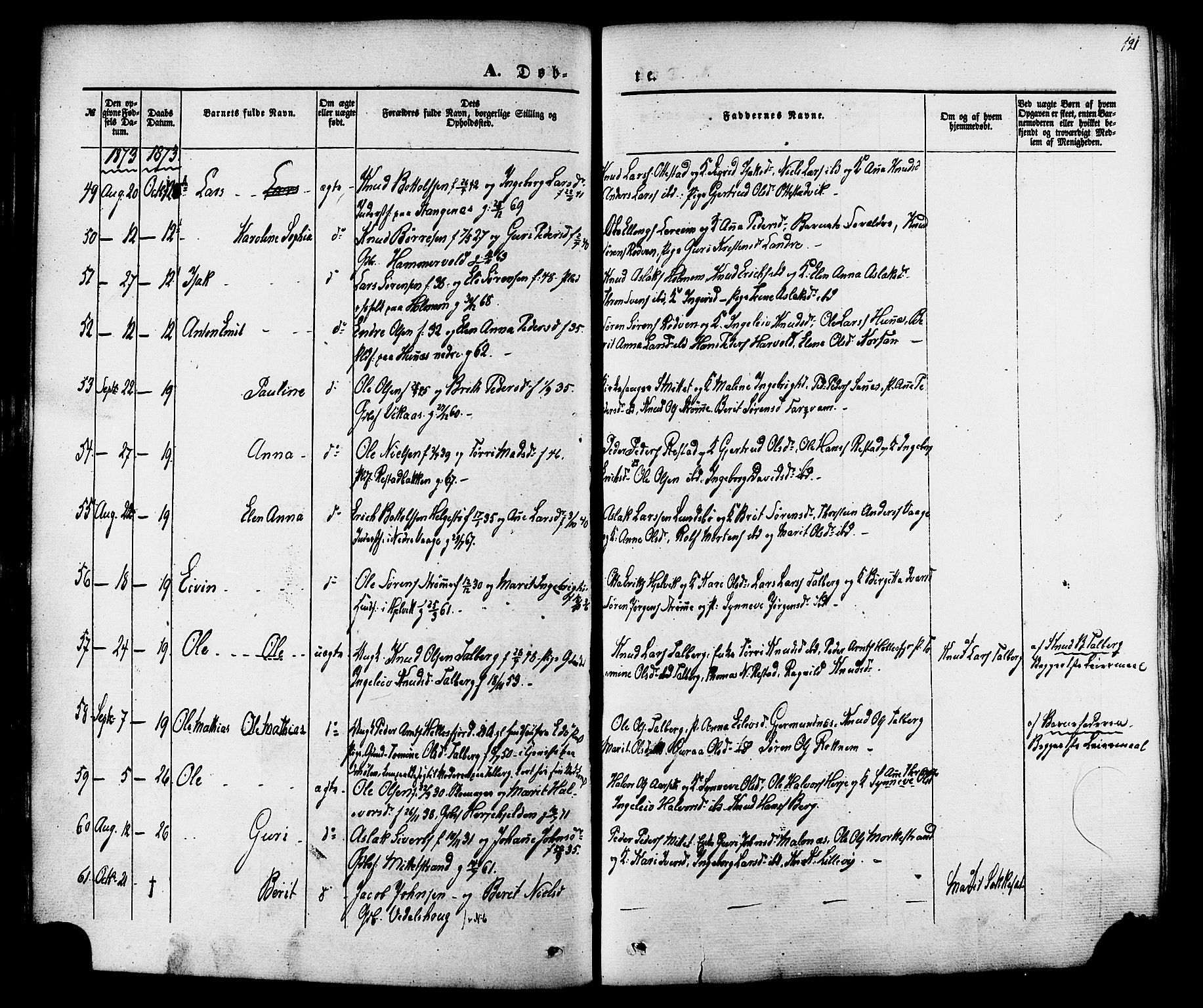 Ministerialprotokoller, klokkerbøker og fødselsregistre - Møre og Romsdal, AV/SAT-A-1454/547/L0603: Parish register (official) no. 547A05, 1846-1877, p. 121