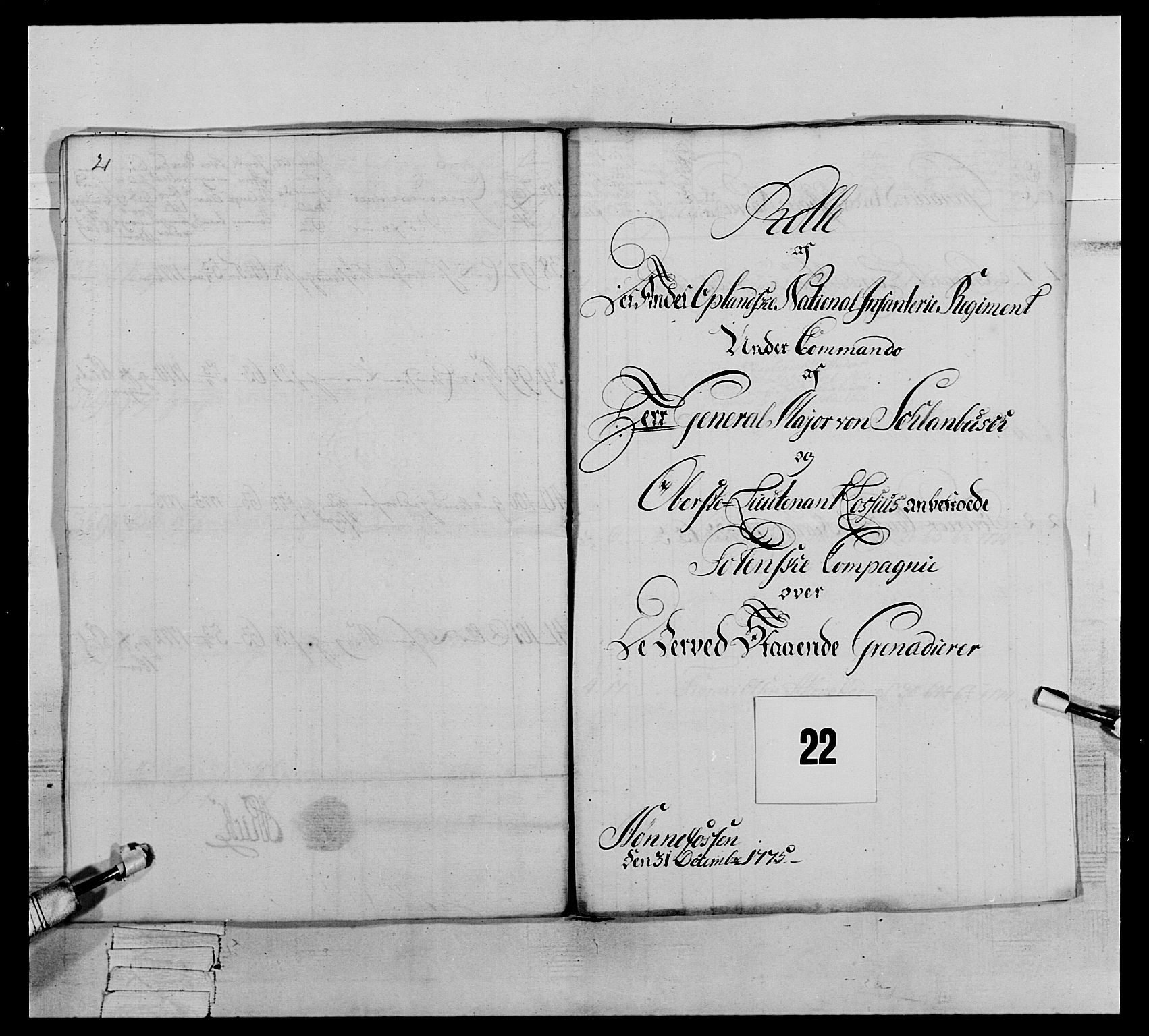 Generalitets- og kommissariatskollegiet, Det kongelige norske kommissariatskollegium, AV/RA-EA-5420/E/Eh/L0064: 2. Opplandske nasjonale infanteriregiment, 1774-1784, p. 134