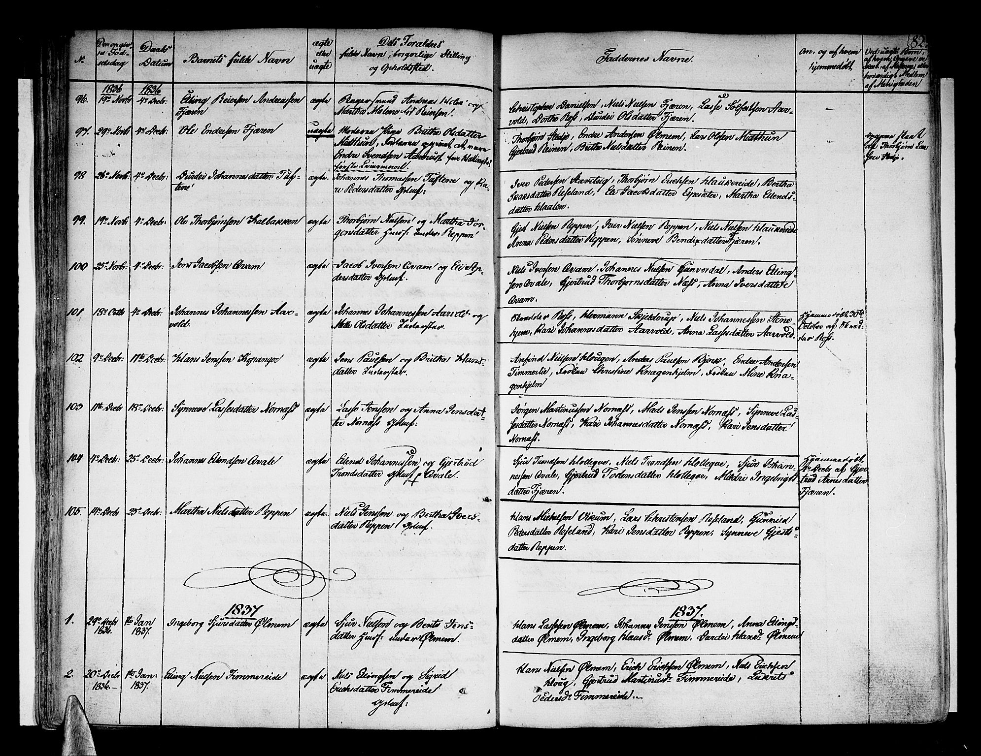 Sogndal sokneprestembete, AV/SAB-A-81301/H/Haa/Haaa/L0010: Parish register (official) no. A 10, 1821-1838, p. 82