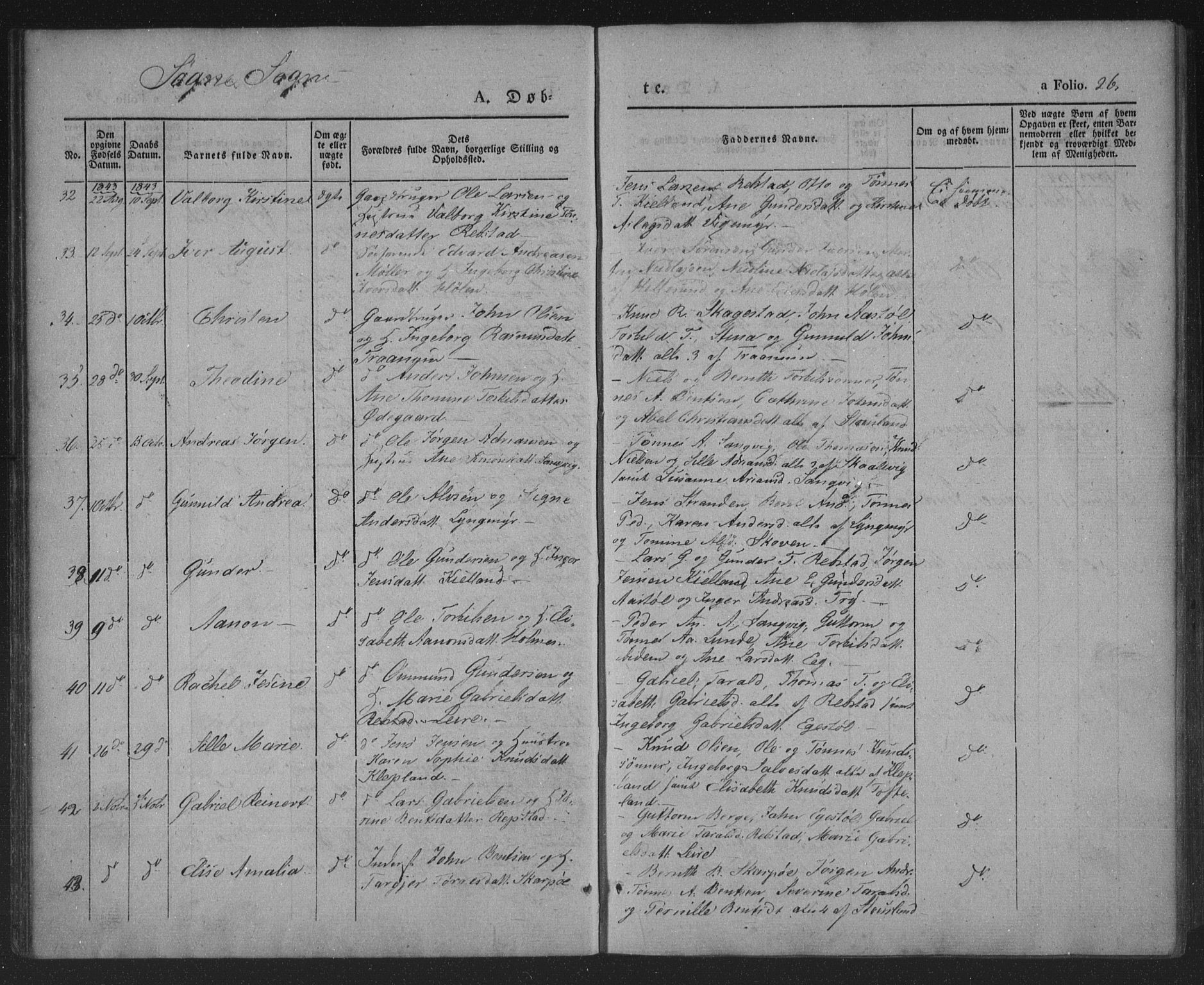 Søgne sokneprestkontor, AV/SAK-1111-0037/F/Fa/Fab/L0009: Parish register (official) no. A 9, 1838-1853, p. 26