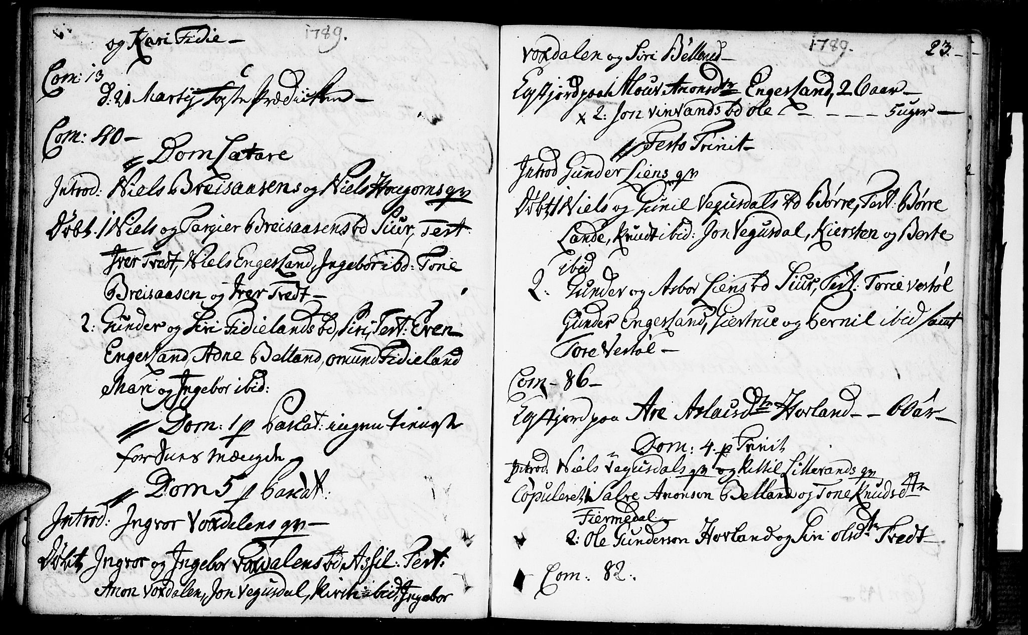 Herefoss sokneprestkontor, SAK/1111-0019/F/Fa/Fab/L0002: Parish register (official) no. A 2, 1780-1816, p. 23