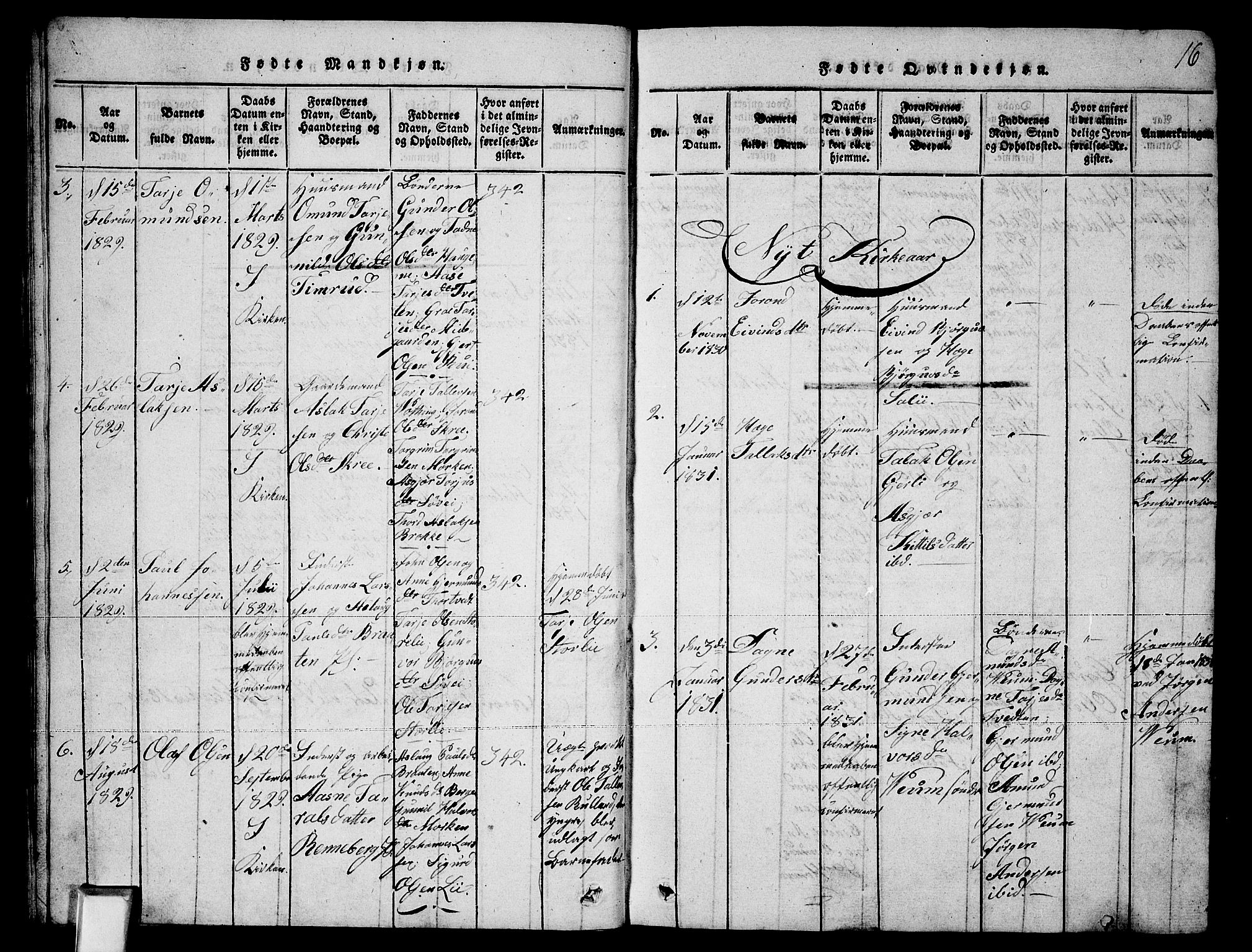Fyresdal kirkebøker, SAKO/A-263/G/Ga/L0003: Parish register (copy) no. I 3, 1815-1863, p. 16