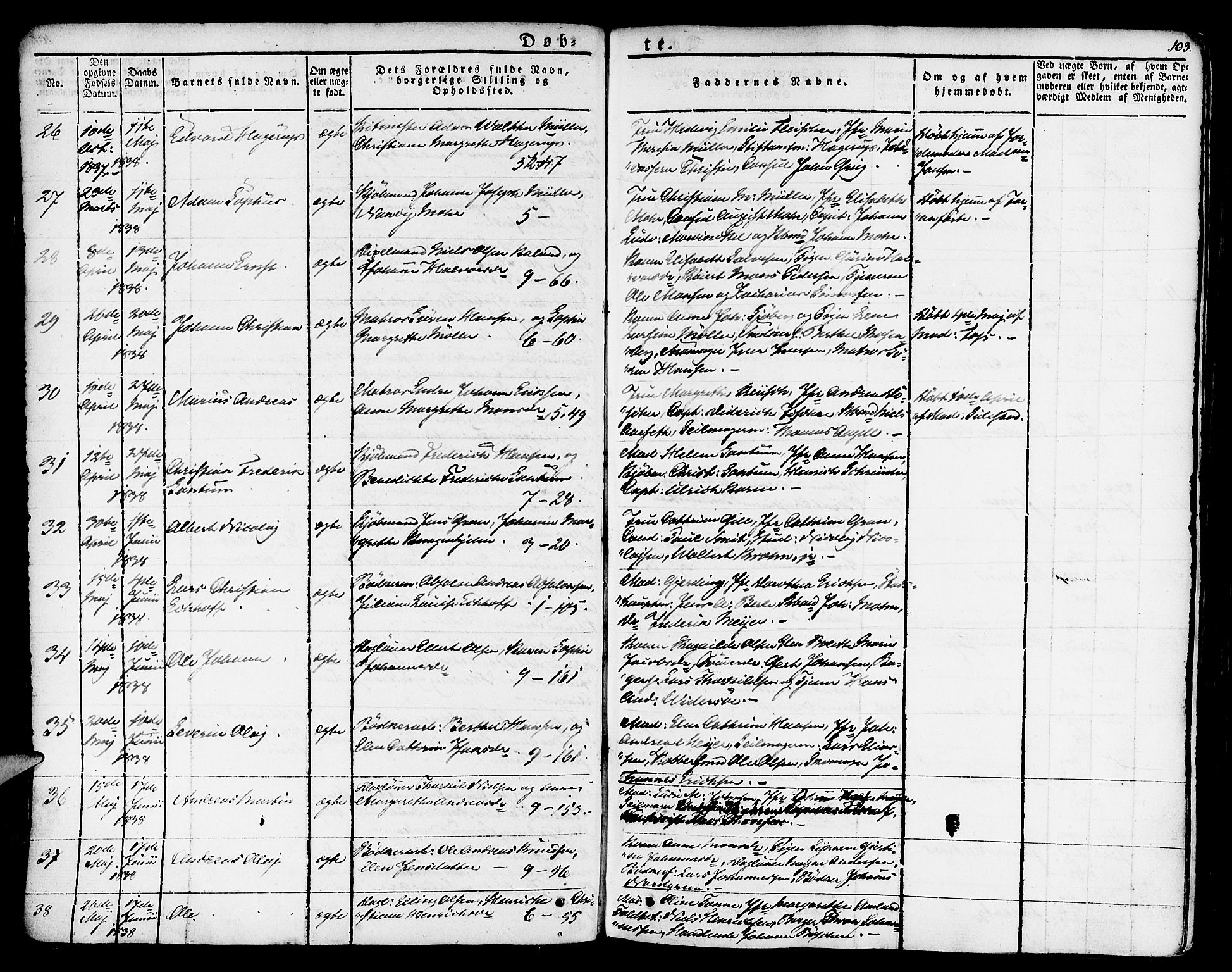 Nykirken Sokneprestembete, AV/SAB-A-77101/H/Haa/L0012: Parish register (official) no. A 12, 1821-1844, p. 103