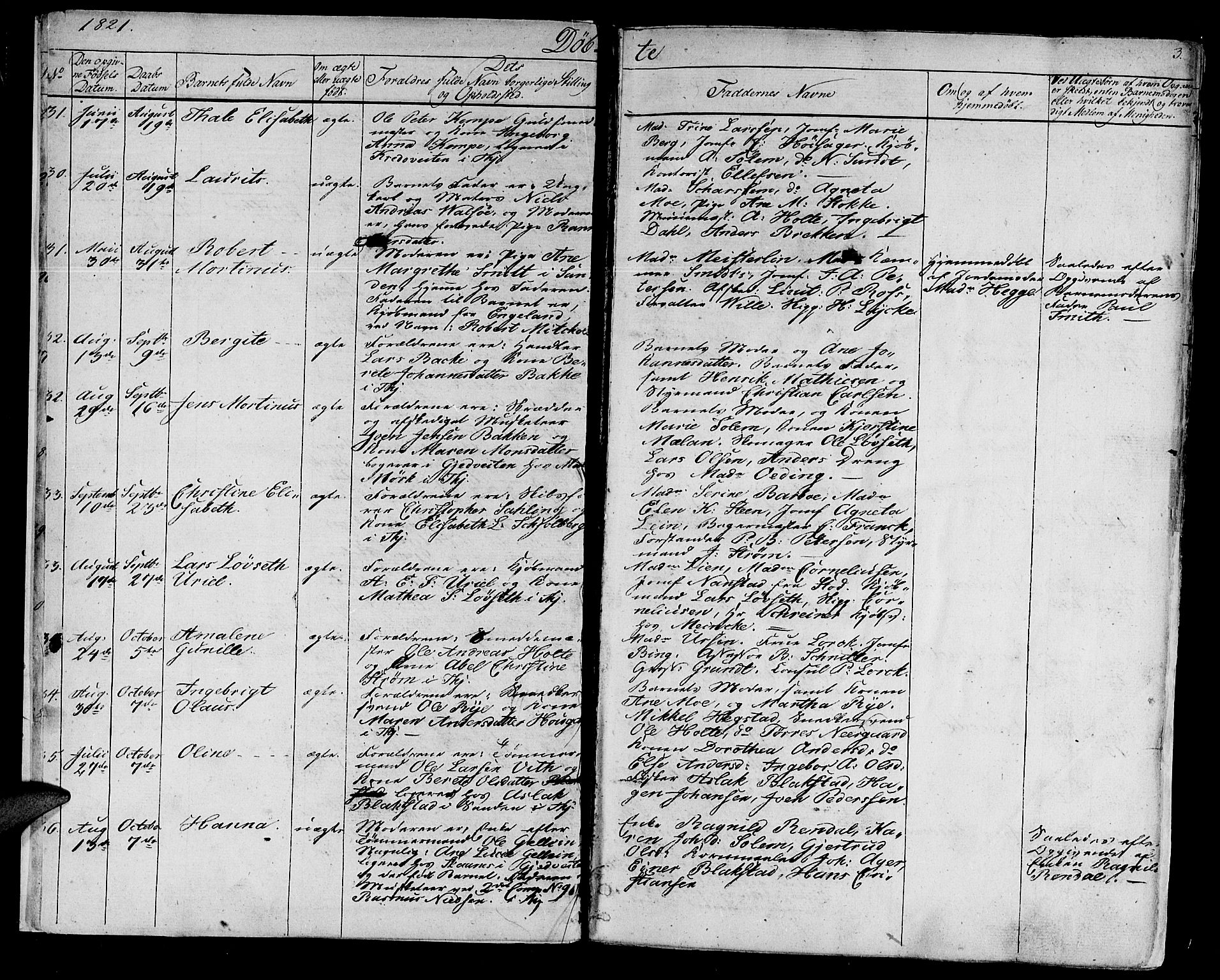 Ministerialprotokoller, klokkerbøker og fødselsregistre - Sør-Trøndelag, SAT/A-1456/602/L0108: Parish register (official) no. 602A06, 1821-1839, p. 3