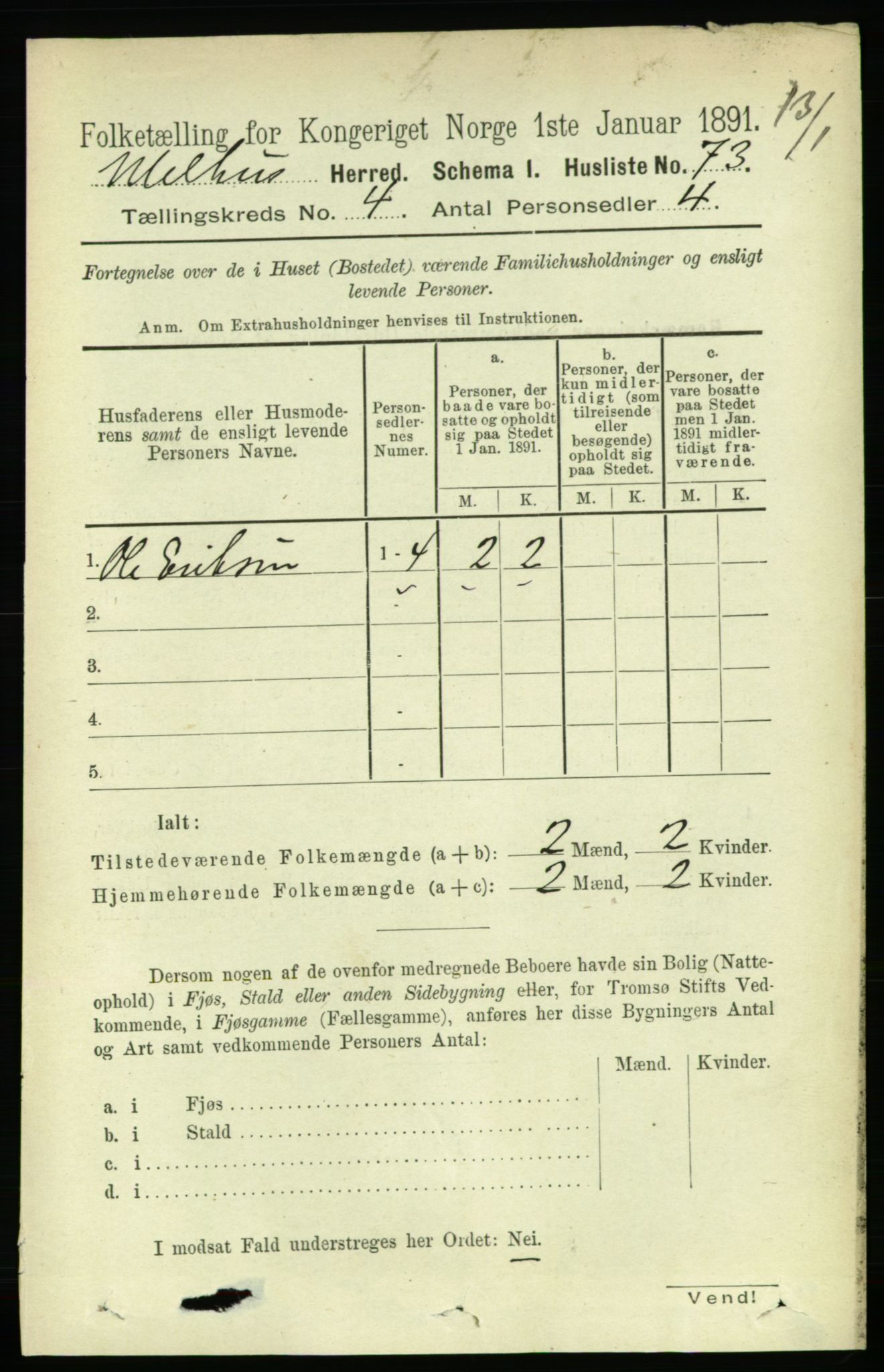 RA, 1891 census for 1653 Melhus, 1891, p. 1974