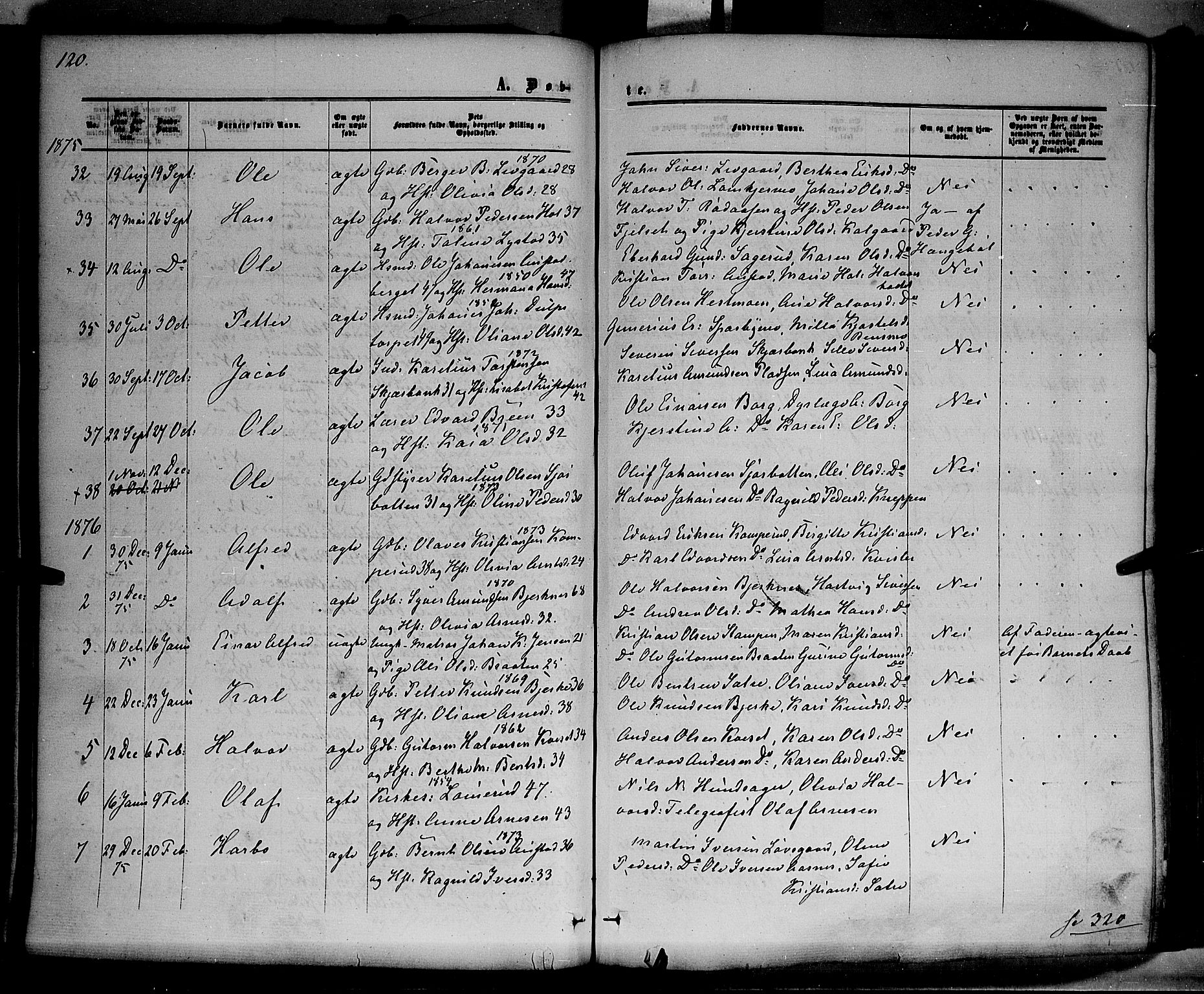 Hof prestekontor, SAH/PREST-038/H/Ha/Haa/L0009: Parish register (official) no. 9, 1862-1877, p. 120