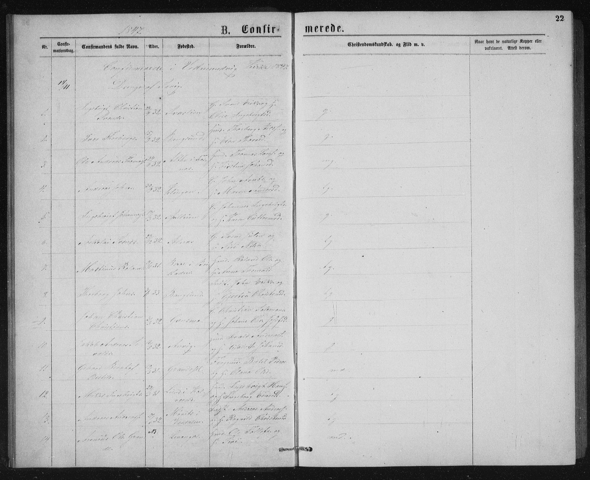 Ministerialprotokoller, klokkerbøker og fødselsregistre - Nord-Trøndelag, SAT/A-1458/768/L0567: Parish register (official) no. 768A02, 1837-1865, p. 22