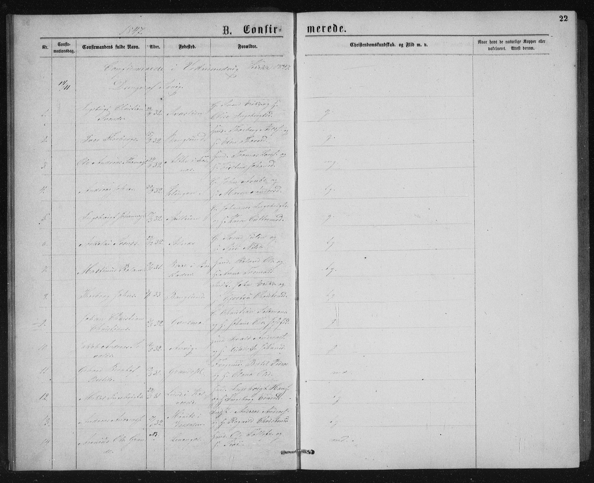 Ministerialprotokoller, klokkerbøker og fødselsregistre - Nord-Trøndelag, AV/SAT-A-1458/768/L0567: Parish register (official) no. 768A02, 1837-1865, p. 22