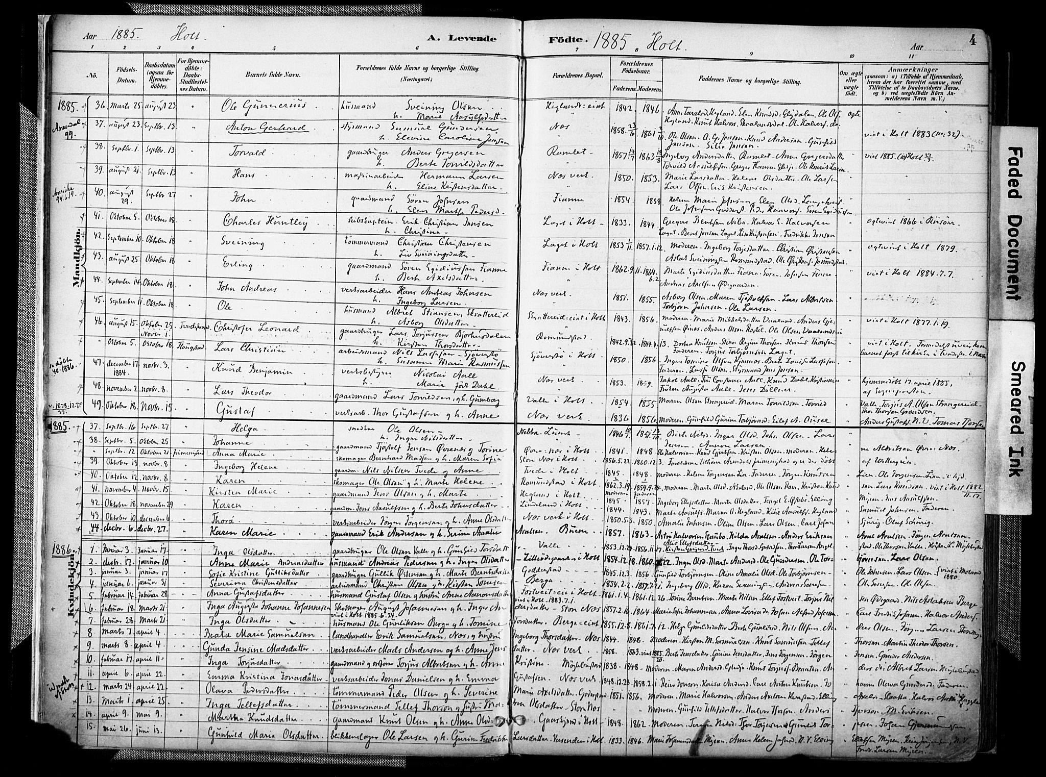 Holt sokneprestkontor, AV/SAK-1111-0021/F/Fa/L0012: Parish register (official) no. A 12, 1885-1907, p. 4