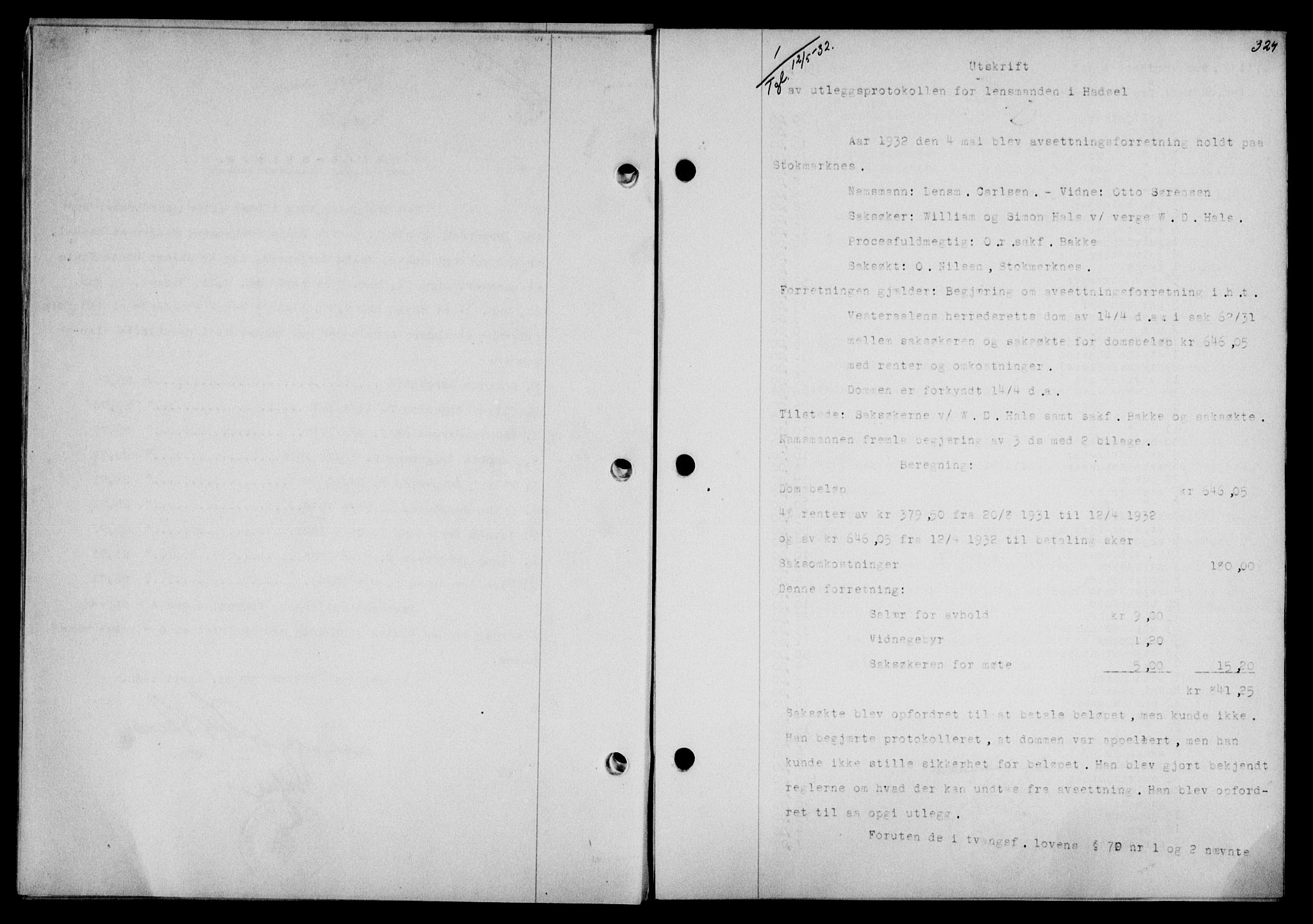 Vesterålen sorenskriveri, SAT/A-4180/1/2/2Ca/L0055: Mortgage book no. 48, 1932-1932, Deed date: 12.05.1932