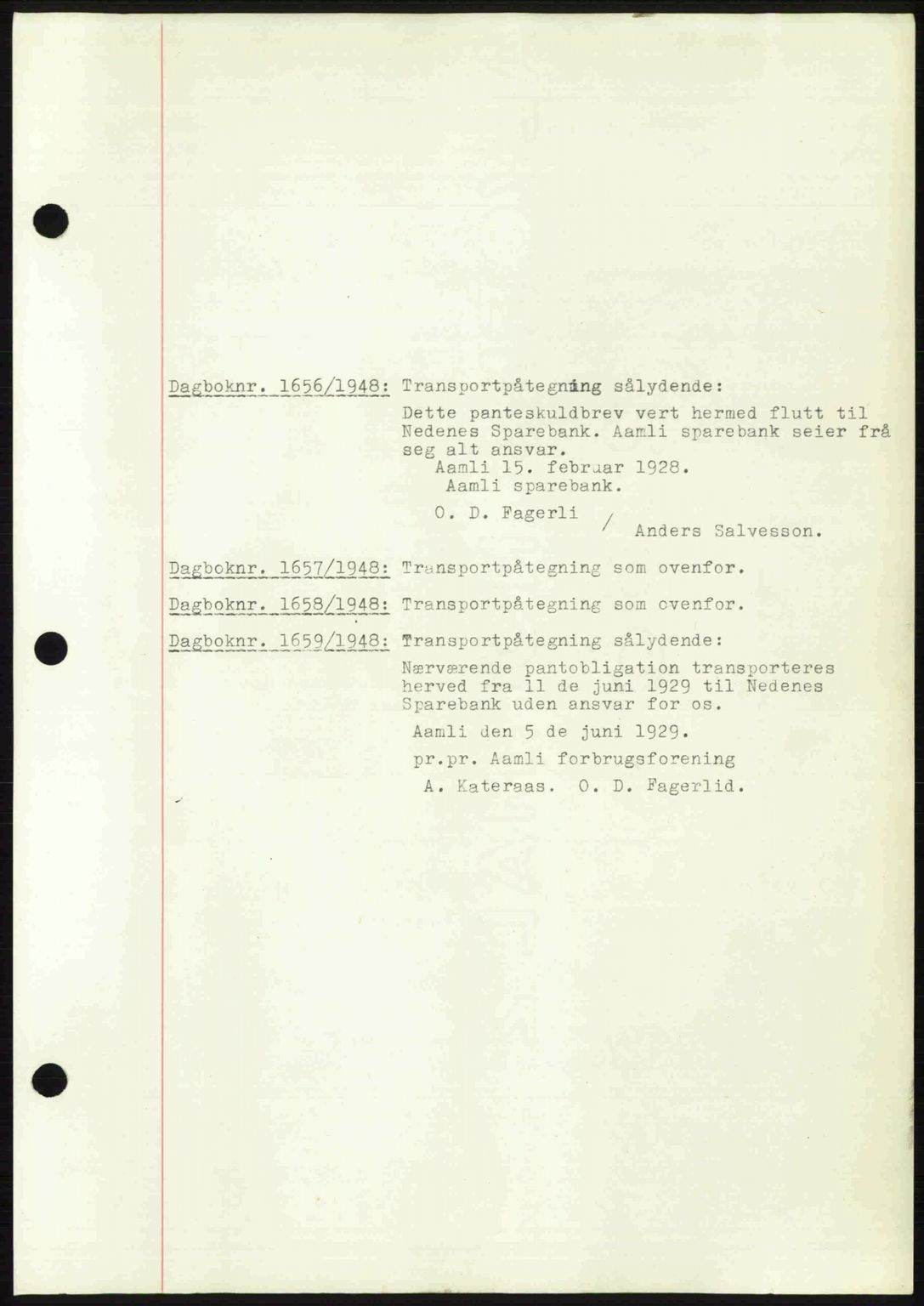 Nedenes sorenskriveri, SAK/1221-0006/G/Gb/Gba/L0060: Mortgage book no. A12, 1948-1949, Diary no: : 1656/1948