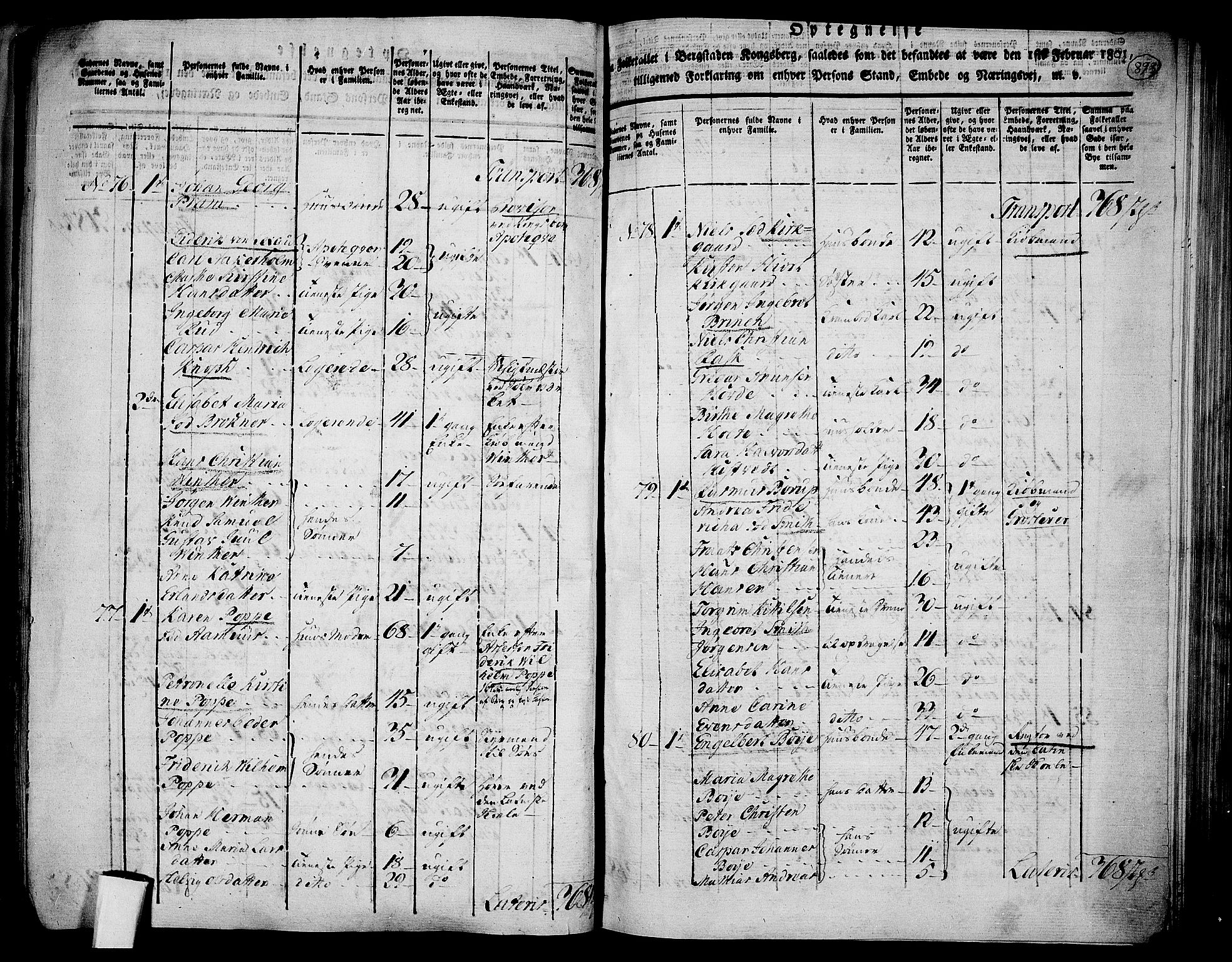 RA, 1801 census for 0604P Kongsberg, 1801, p. 892b-893a