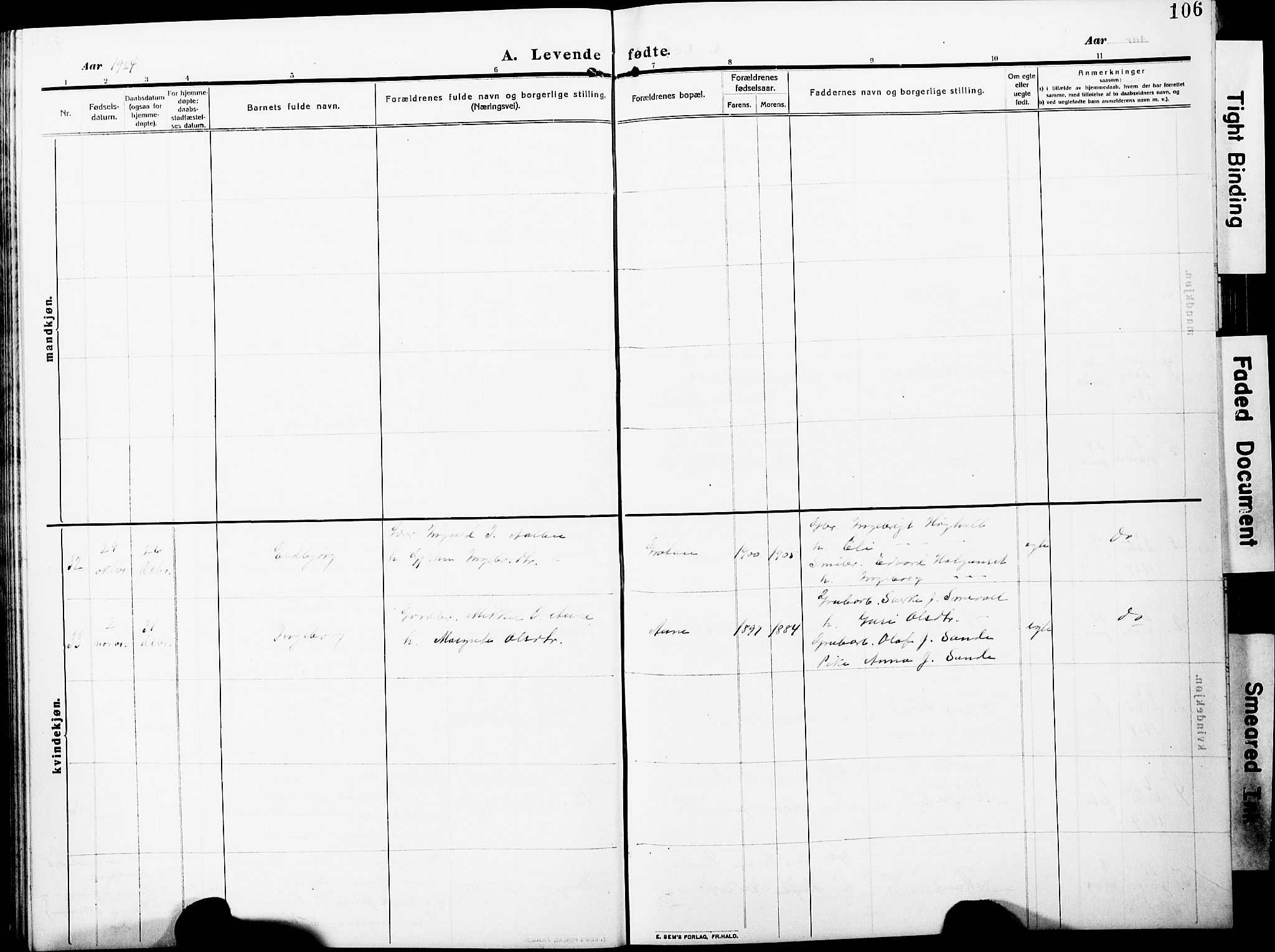 Ministerialprotokoller, klokkerbøker og fødselsregistre - Møre og Romsdal, AV/SAT-A-1454/598/L1079: Parish register (copy) no. 598C04, 1909-1927, p. 106