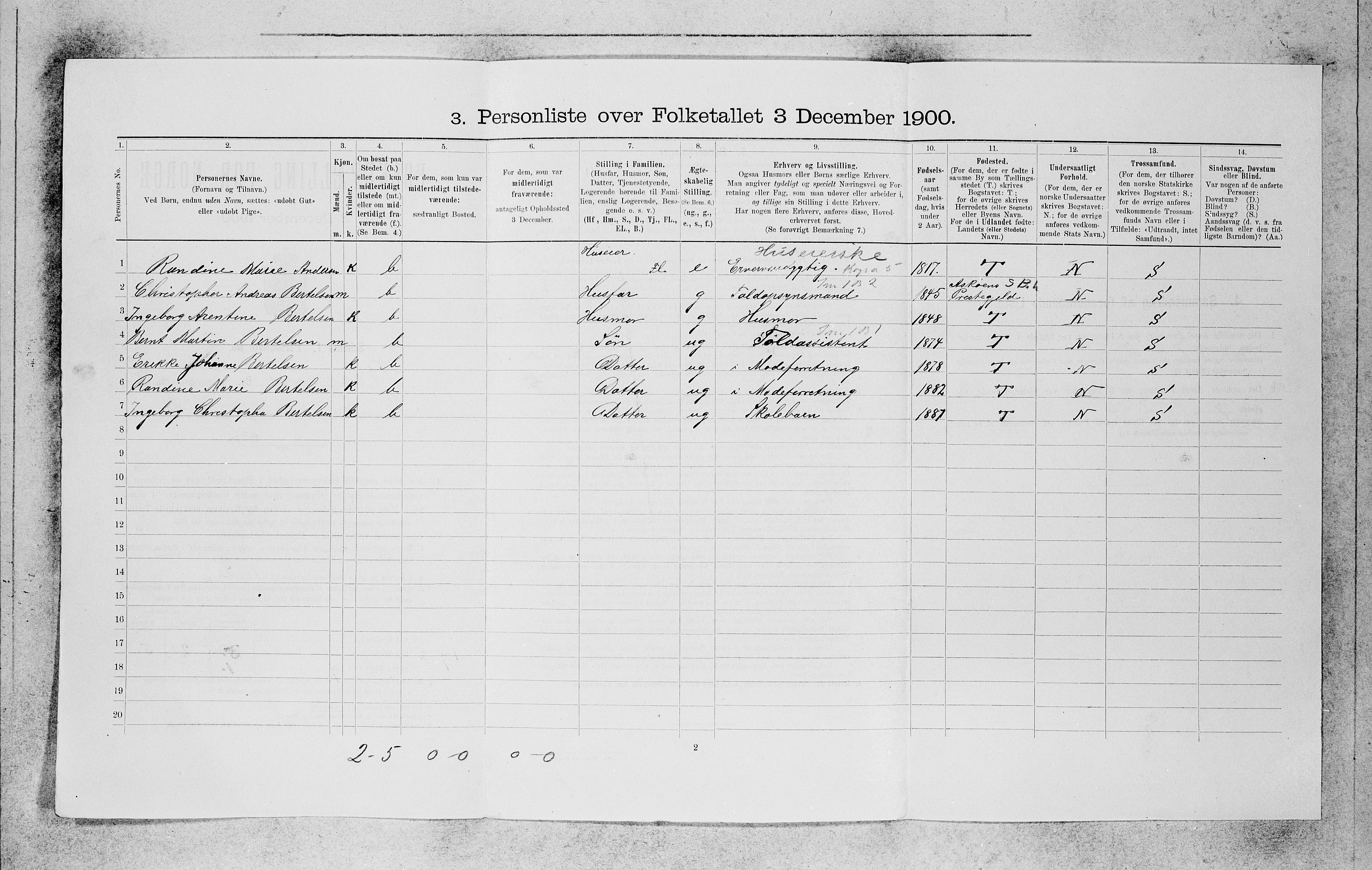 SAB, 1900 census for Bergen, 1900, p. 1578