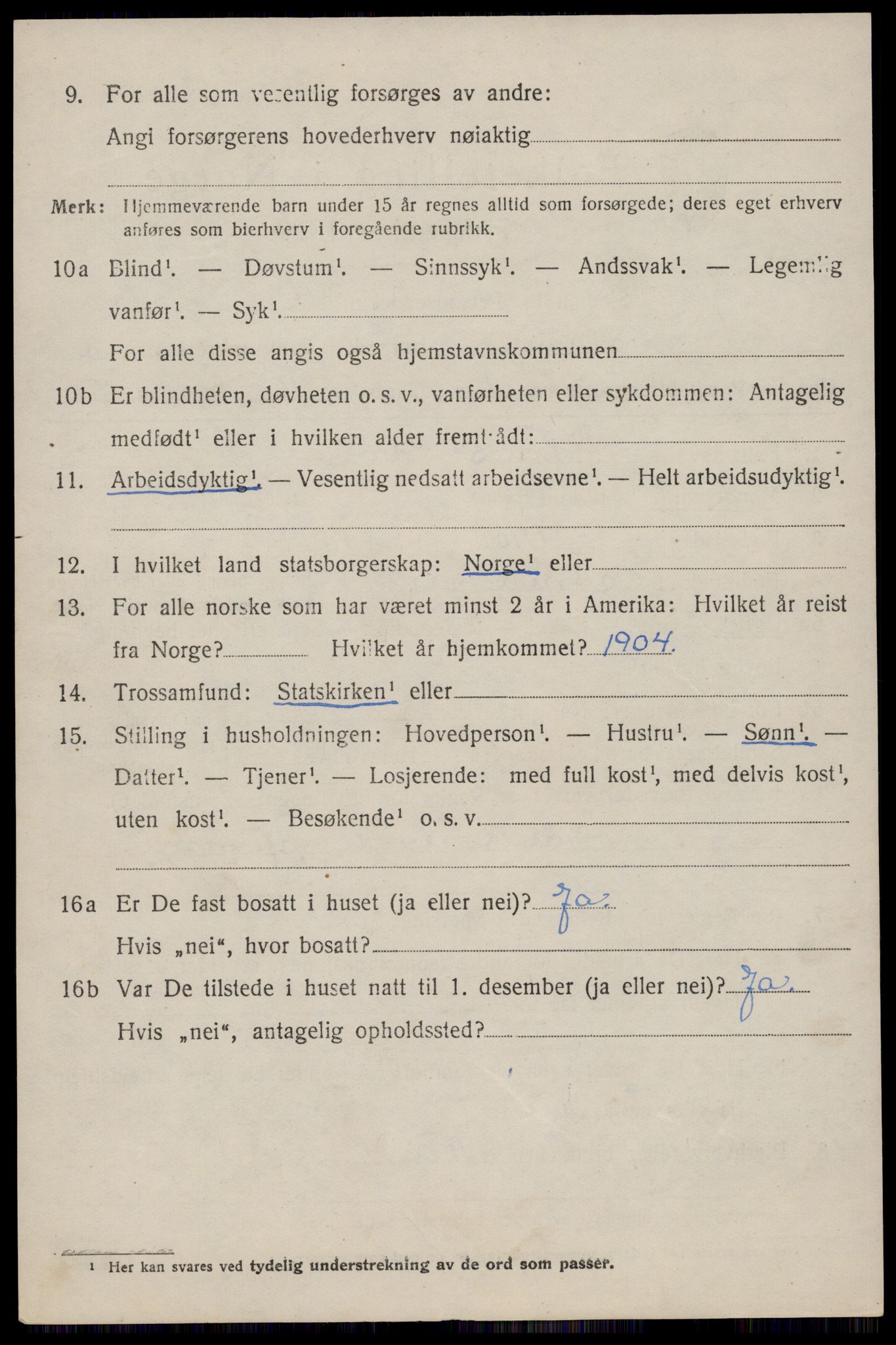 SAST, 1920 census for Håland, 1920, p. 3016