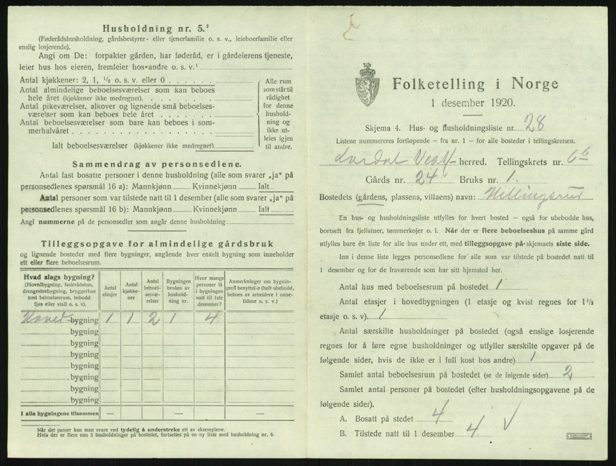 SAKO, 1920 census for Lardal, 1920, p. 975