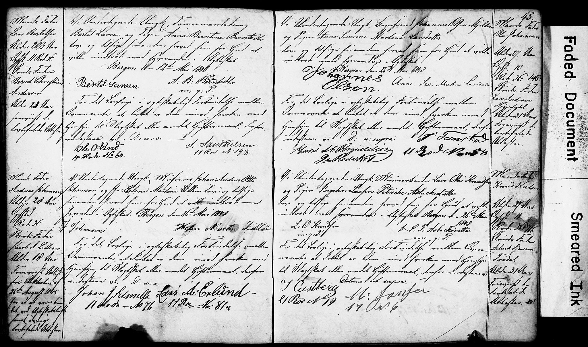 Domkirken sokneprestembete, AV/SAB-A-74801: Best man's statements no. II.5.4, 1845-1852, p. 45