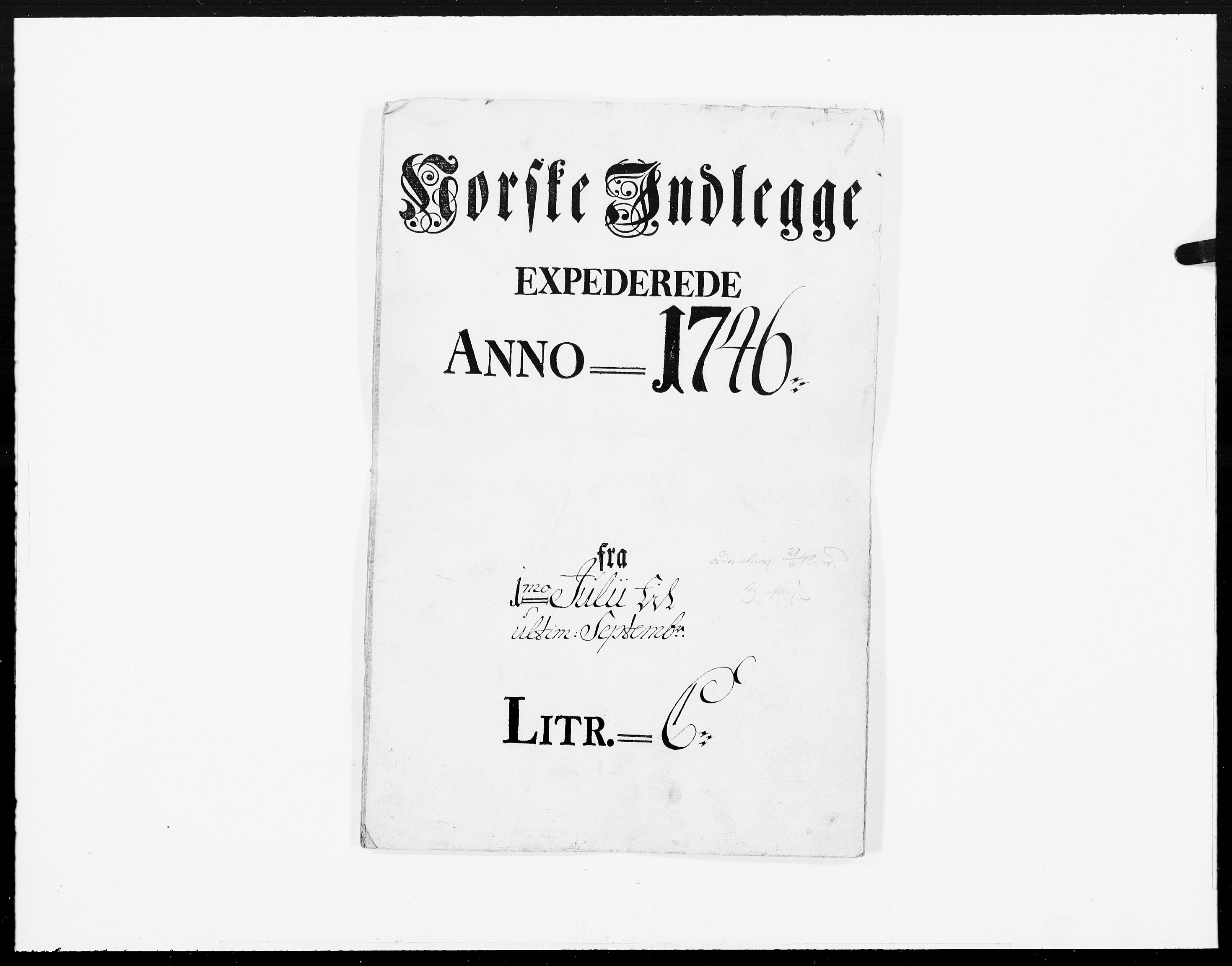 Danske Kanselli 1572-1799, RA/EA-3023/F/Fc/Fcc/Fcca/L0145: Norske innlegg 1572-1799, 1746, p. 1