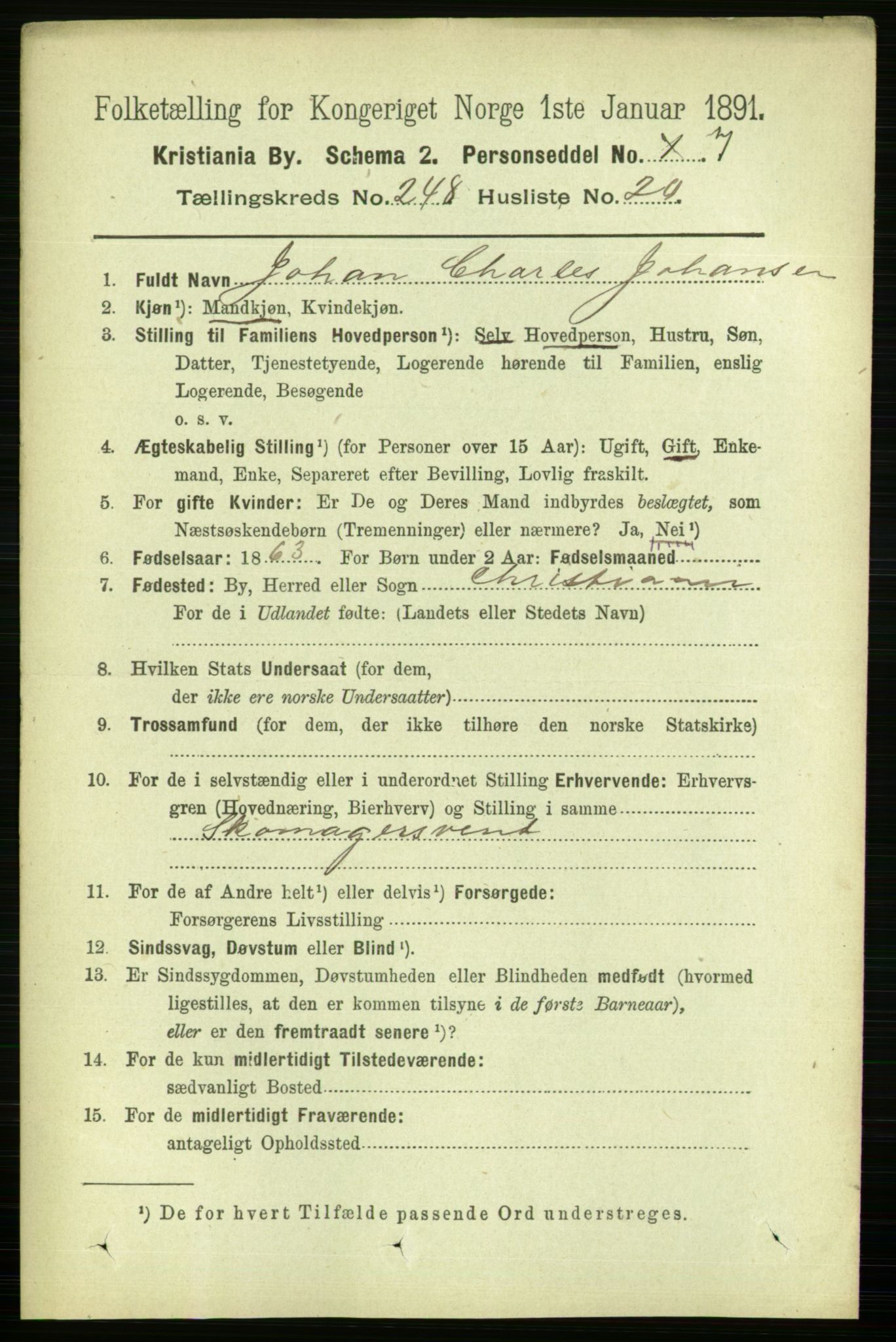 RA, 1891 census for 0301 Kristiania, 1891, p. 152039